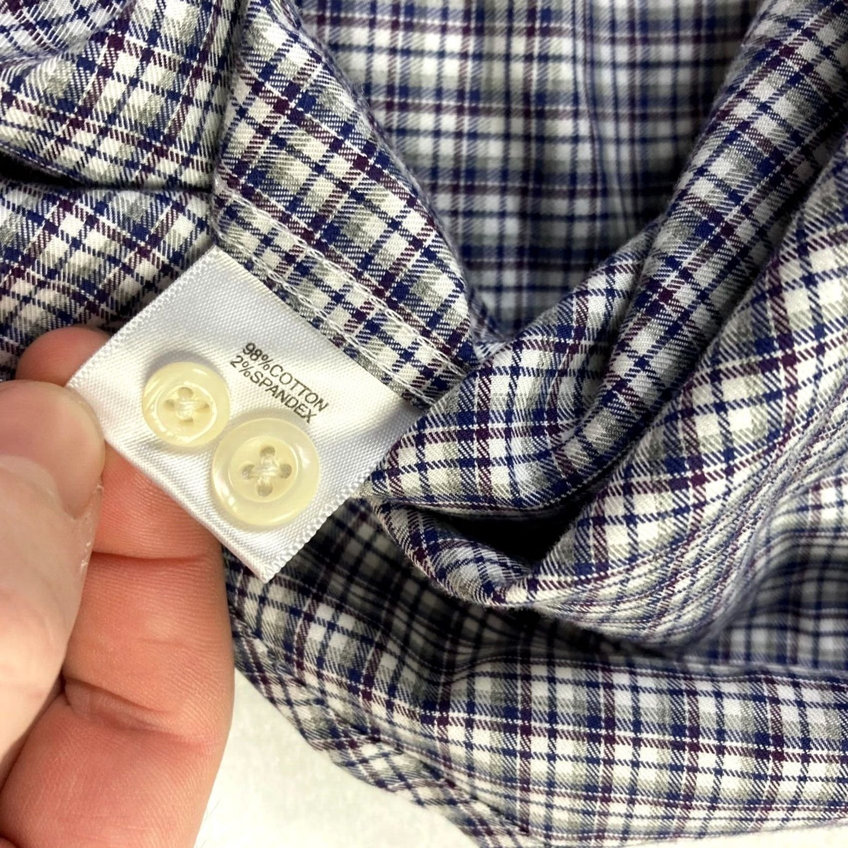 Peter Millar Peter Millar Button-Up Shirt Mens Medium Blue Plaid Long Sleeve Stretch Fabric Size US M / EU 48-50 / 2 - 5 Thumbnail