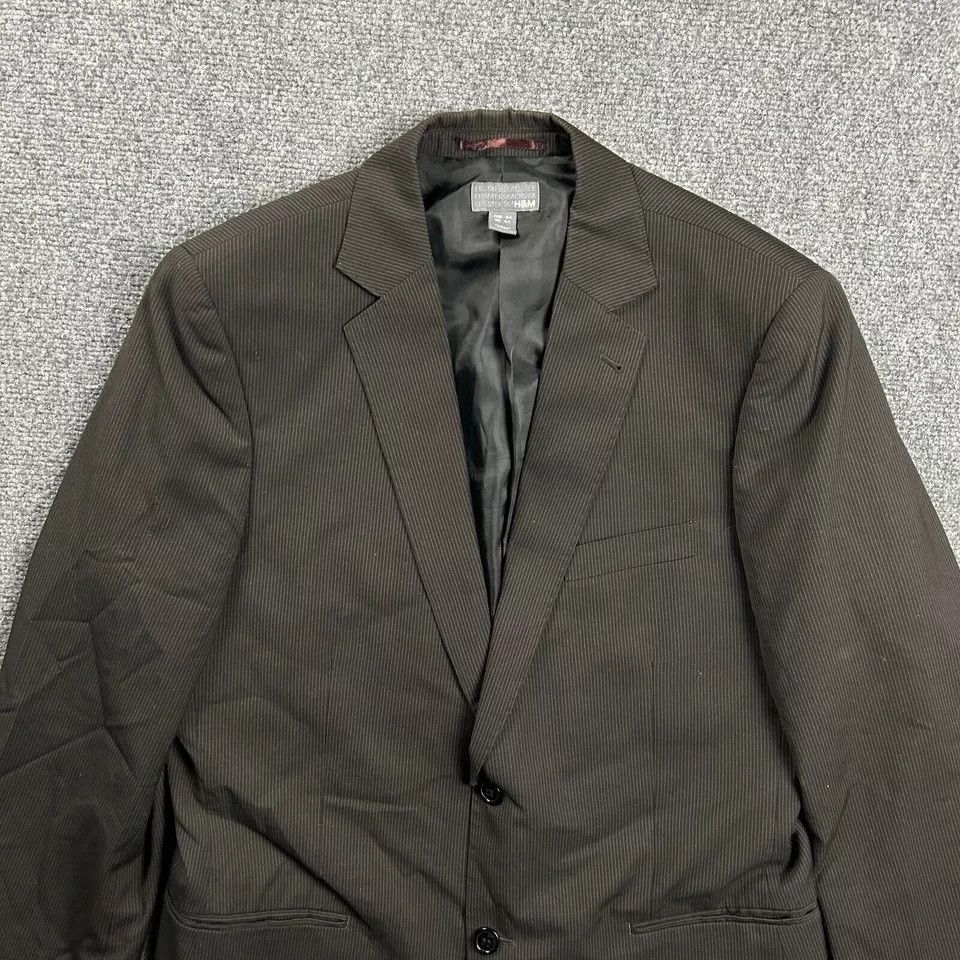 H&M H&M Blazer Mens 44 Brown Striped Suit Jacket Polyester Size 44R - 11 Thumbnail