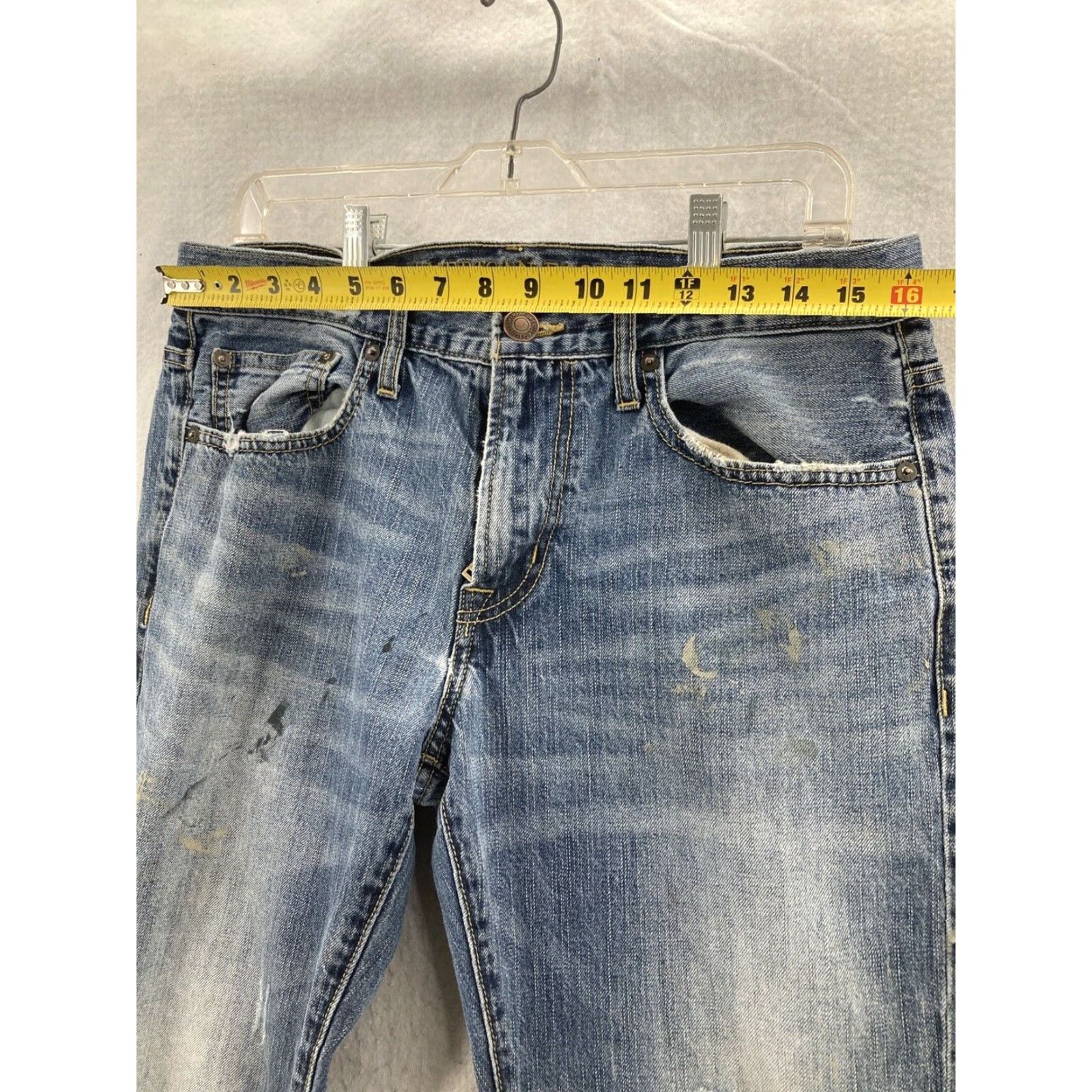 American Eagle Outfitters American Eagle Outfitters Jeans Mens 32 x 30 Denim Distressed Blue 5-Pocket Regular Straight Belt Loops USA Modern 90s Mens Size US 32 / EU 48 - 3 Thumbnail