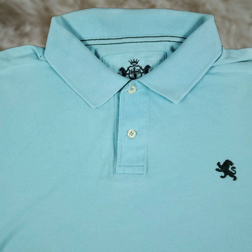 Express Express Polo Adult XL Blue Cotton Blend Short Sleeve Solid Logo Button Mens Size US XL / EU 56 / 4 - 1 Thumbnail