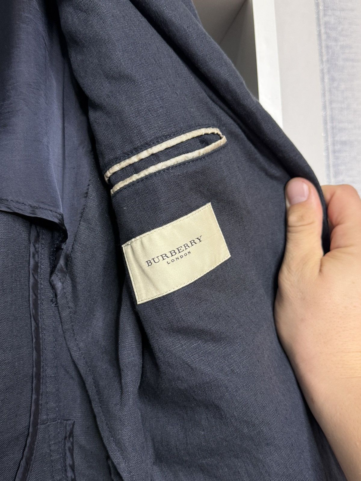 Burberry Burberry London Navy Blue Linen Blazer size 50 Size 50R - 13 Thumbnail
