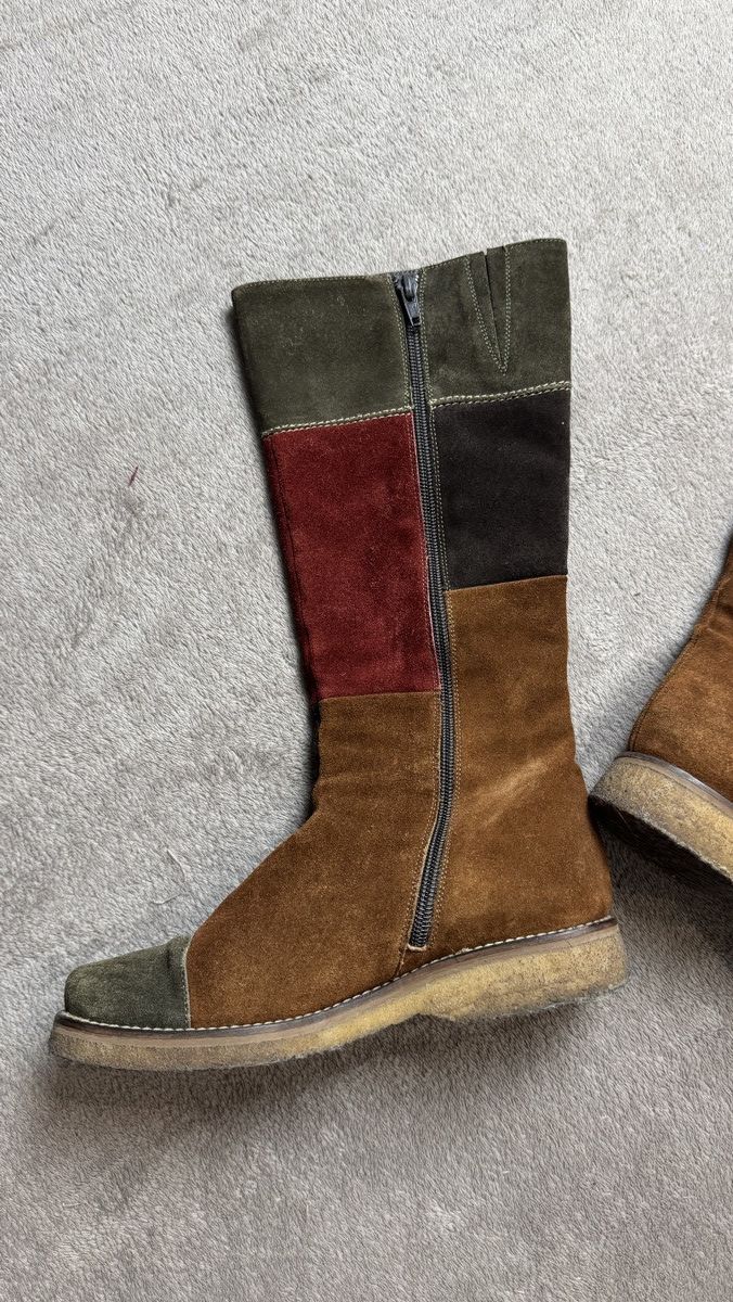 Vintage Faded Boho Patchwork Leather Suede Boots 80 90s cdg gtat Size US 7 / IT 37 - 5 Thumbnail