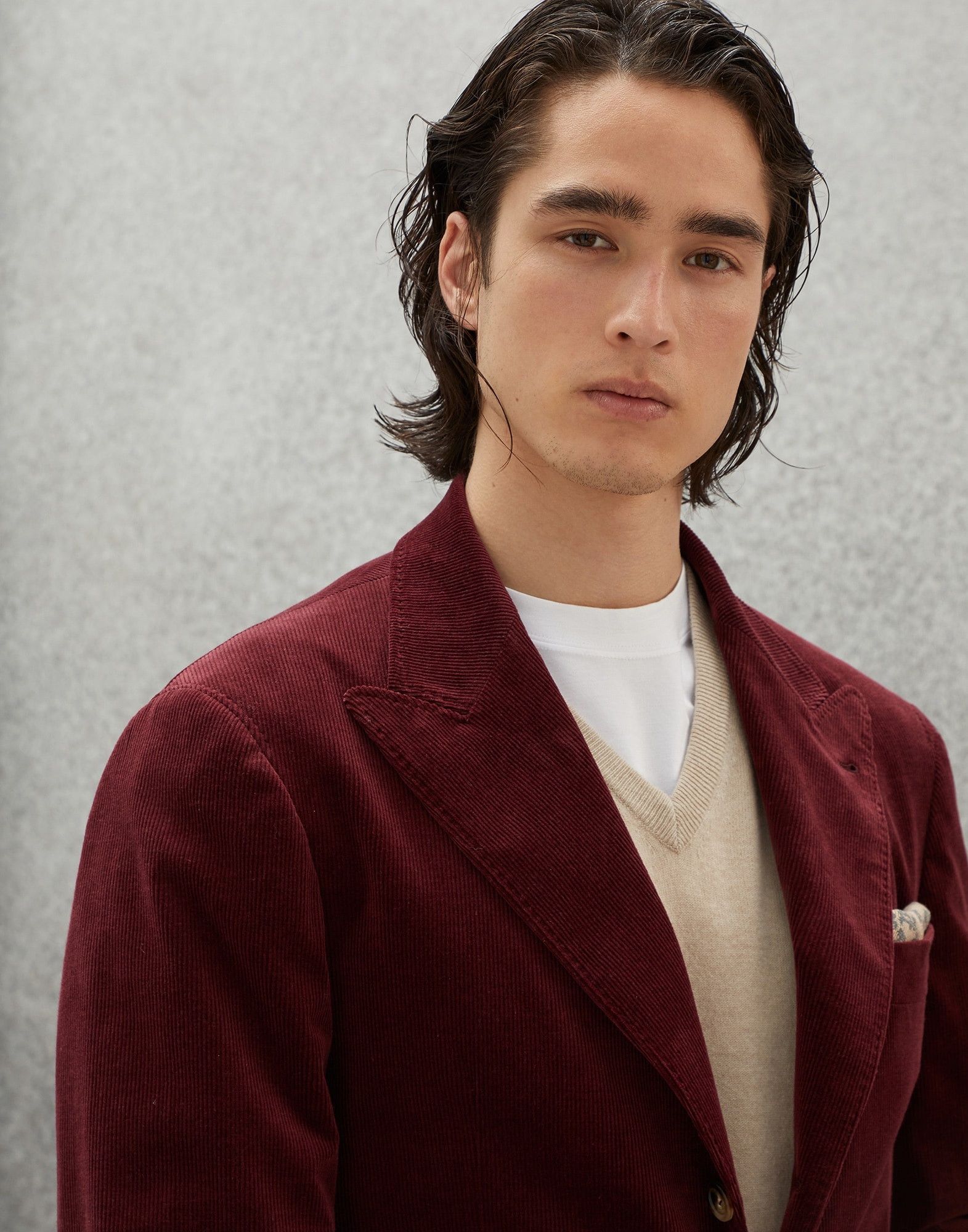 Brunello Cucinelli o1w1db10225 Woven Jacket Wool Corduroy in Dark Red Size US M / EU 48-50 / 2 - 3 Thumbnail