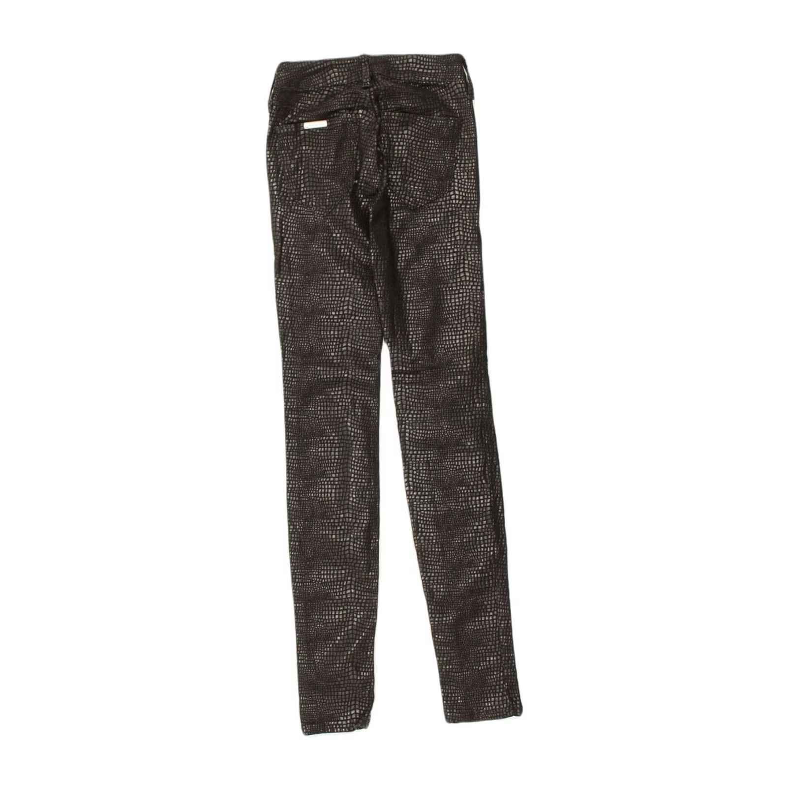 Vintage FORNARINA Womens Skinny Casual Trousers Black Animal Print Cotton W24 L32 Size 42" / US 20 - 2 Thumbnail