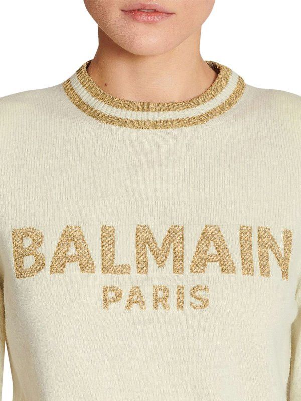 Balmain o1y0625 Sweater in Light Beige Size M / US 6-8 / IT 42-44 - 2 Thumbnail