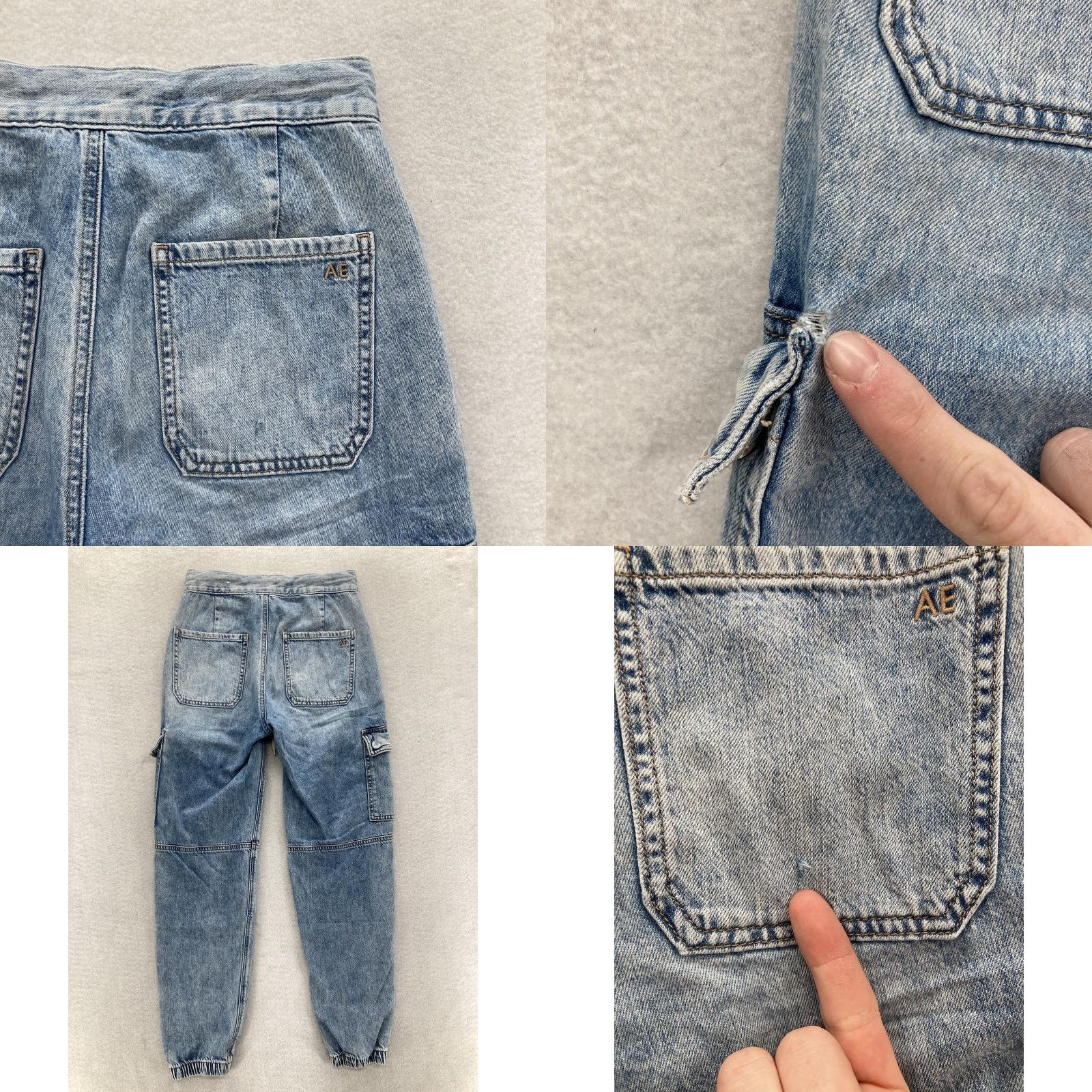 American Eagle Outfitters VINTAGE American Eagle Jeans Womens 00 Light Wash Cargo Jogger Drawstring Elastic Hem Size 24" / US 00 / IT 34 - 9 Thumbnail