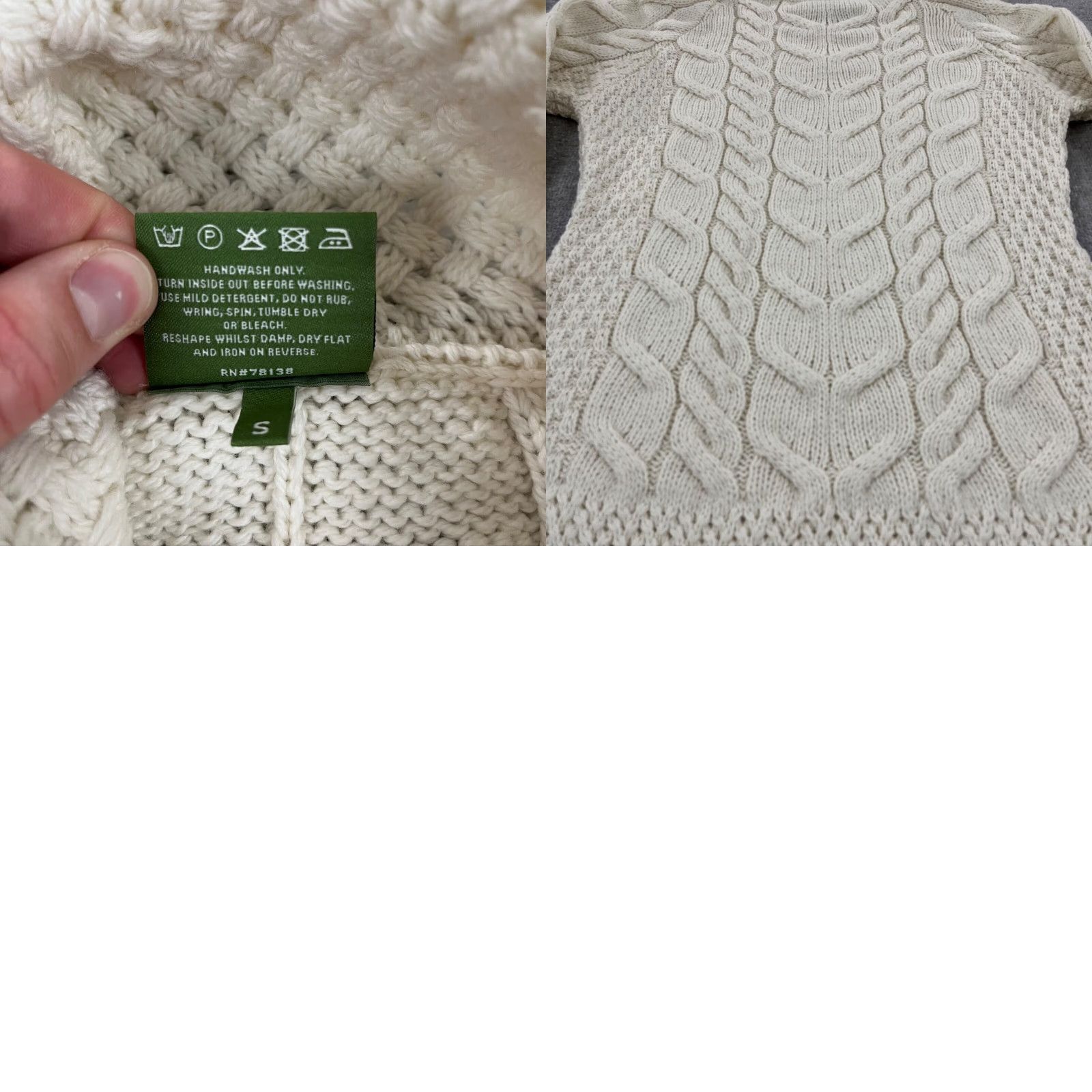 Vintage SHANNON Sweater Women Small Ivory White Merino Wool Heavyweight Knit Roll Neck Size S / US 4 / IT 40 - 8 Thumbnail