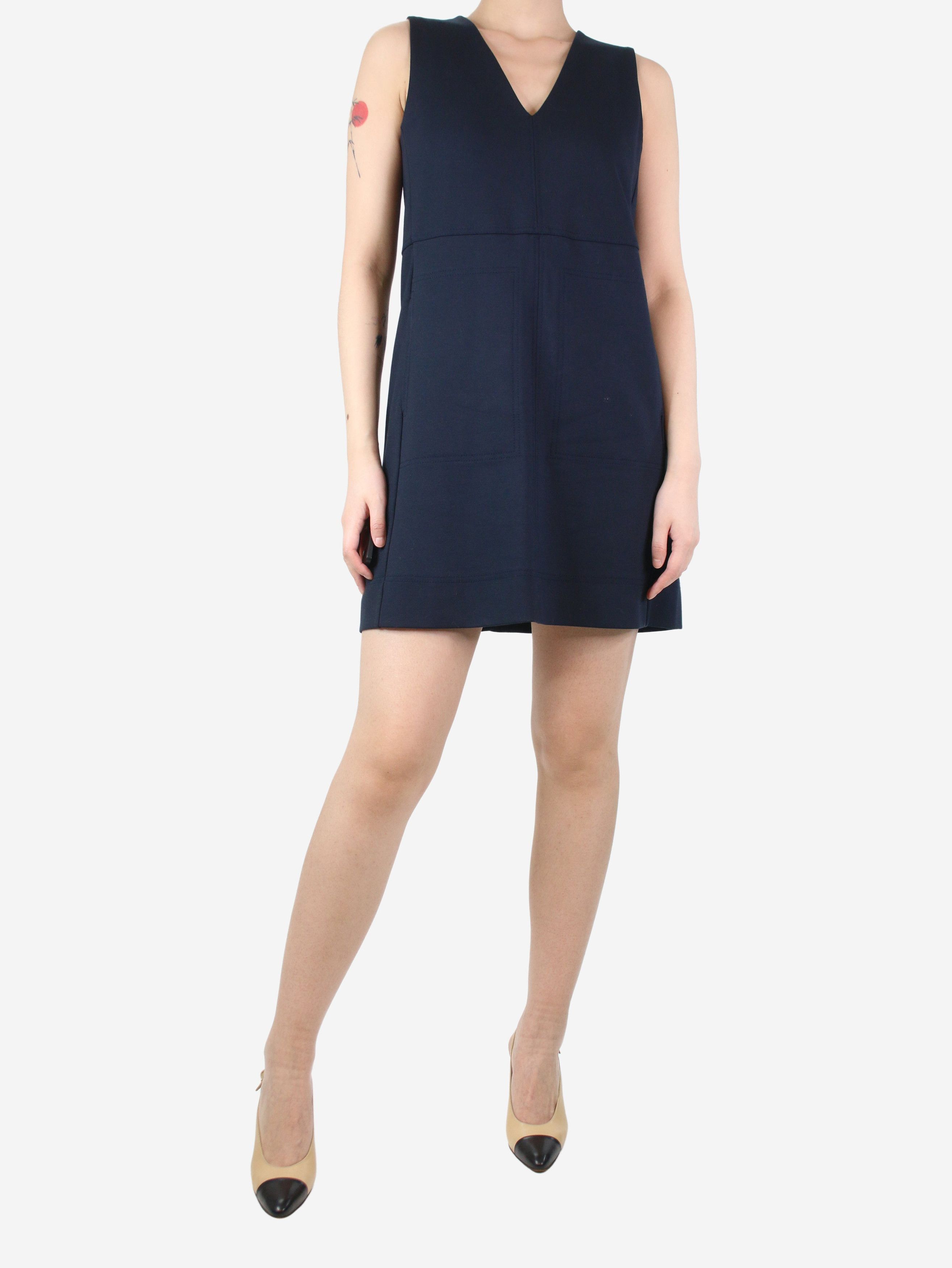 image of Me Em Navy Blue Sleeveless Pocket Dress - Size Uk 8, Women's