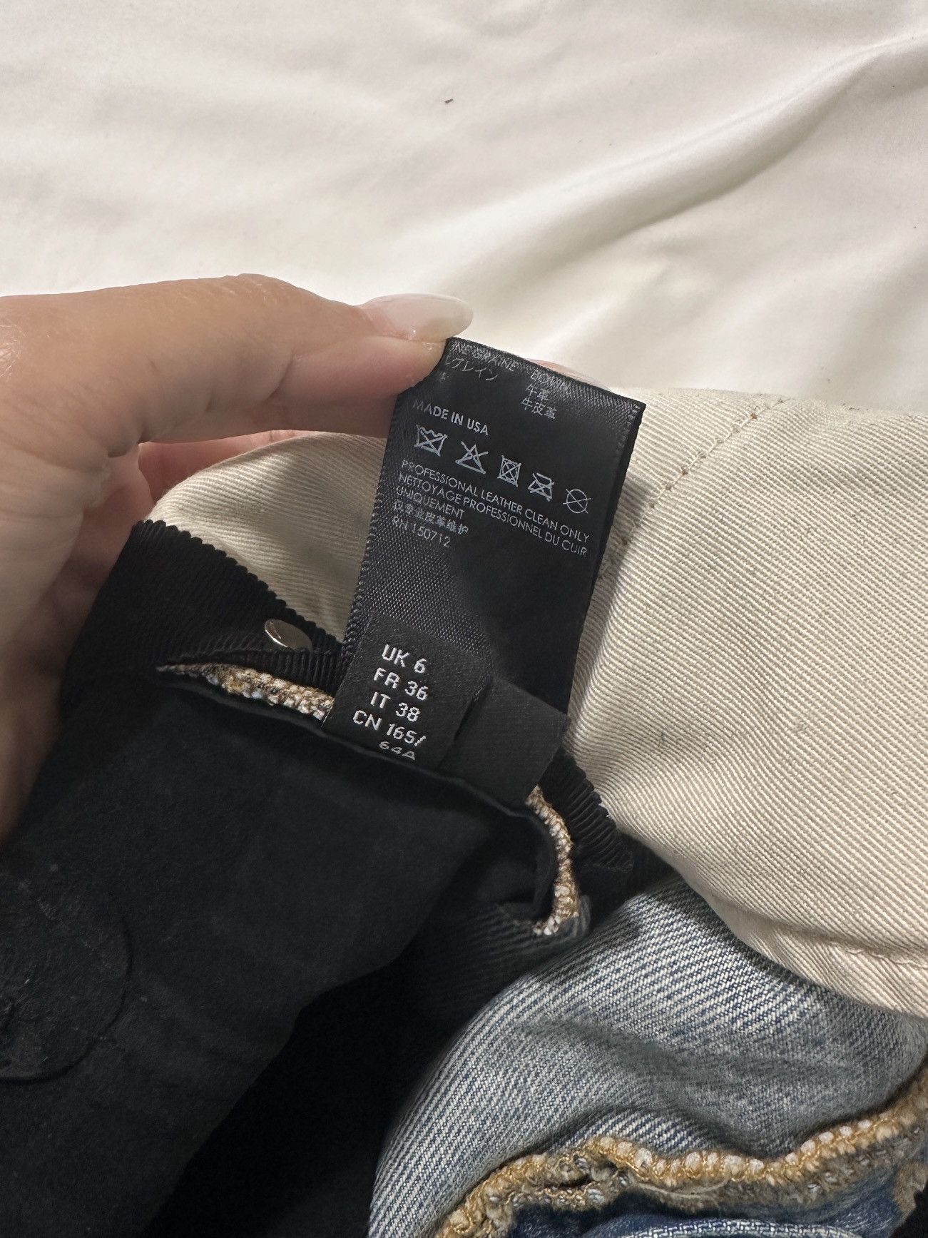 Amiri NWT AMIRI Combo/Panelled Straight-leg Leather Jeans/size 25 Size 25" / US 0 / IT 36 - 15 Thumbnail