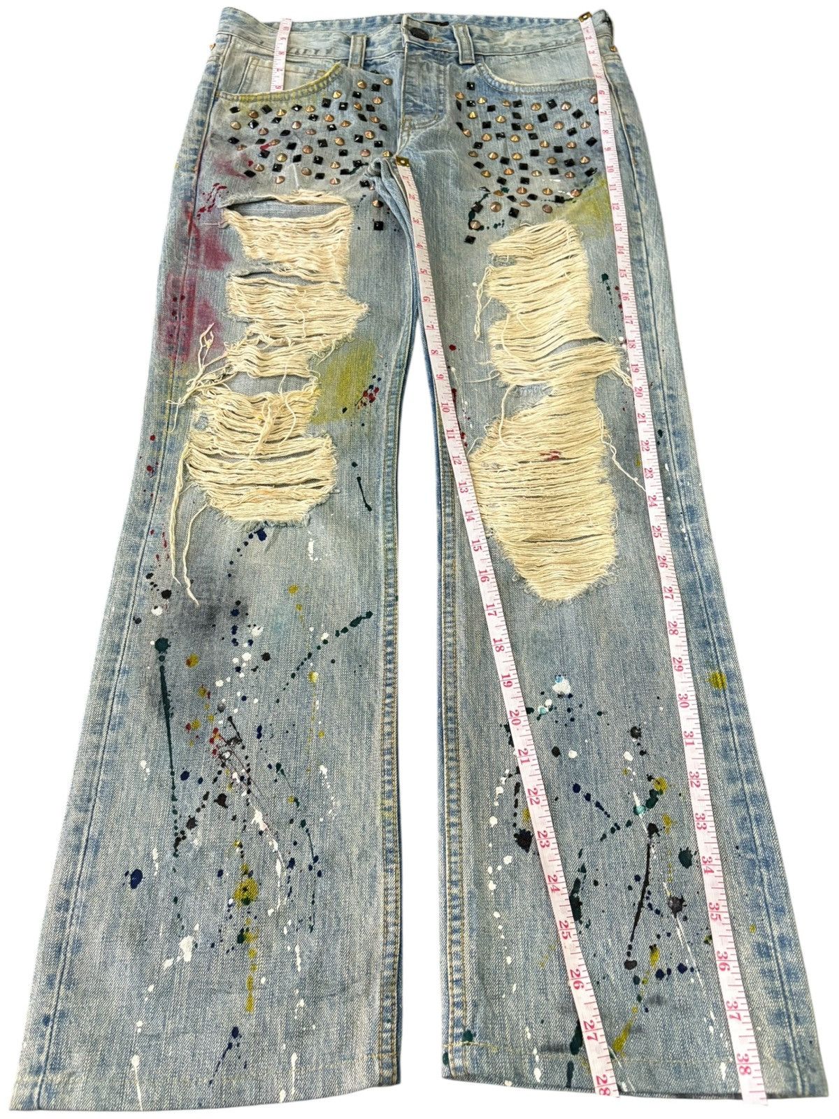 If Six Was Nine Vintage Japanese Brand Crazy Punk Distress Bootcut Jeans Size US 32 / EU 48 - 11 Thumbnail
