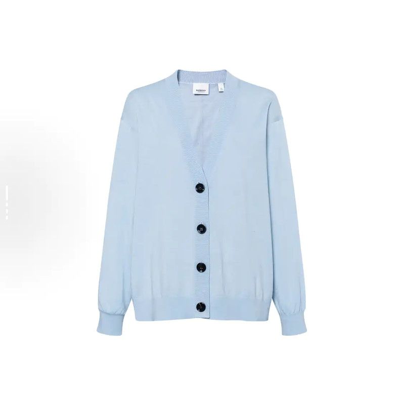 Burberry Burberry Blue Logo Short Sleeve Cardigan Size L / US 10 / IT 46 - 1 Thumbnail