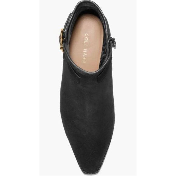 Cole Haan Cole Haan Womens Black Suede Side Zip Up Norella Buckle Ankl Size US 7.5 / IT 37.5 - 12 Thumbnail