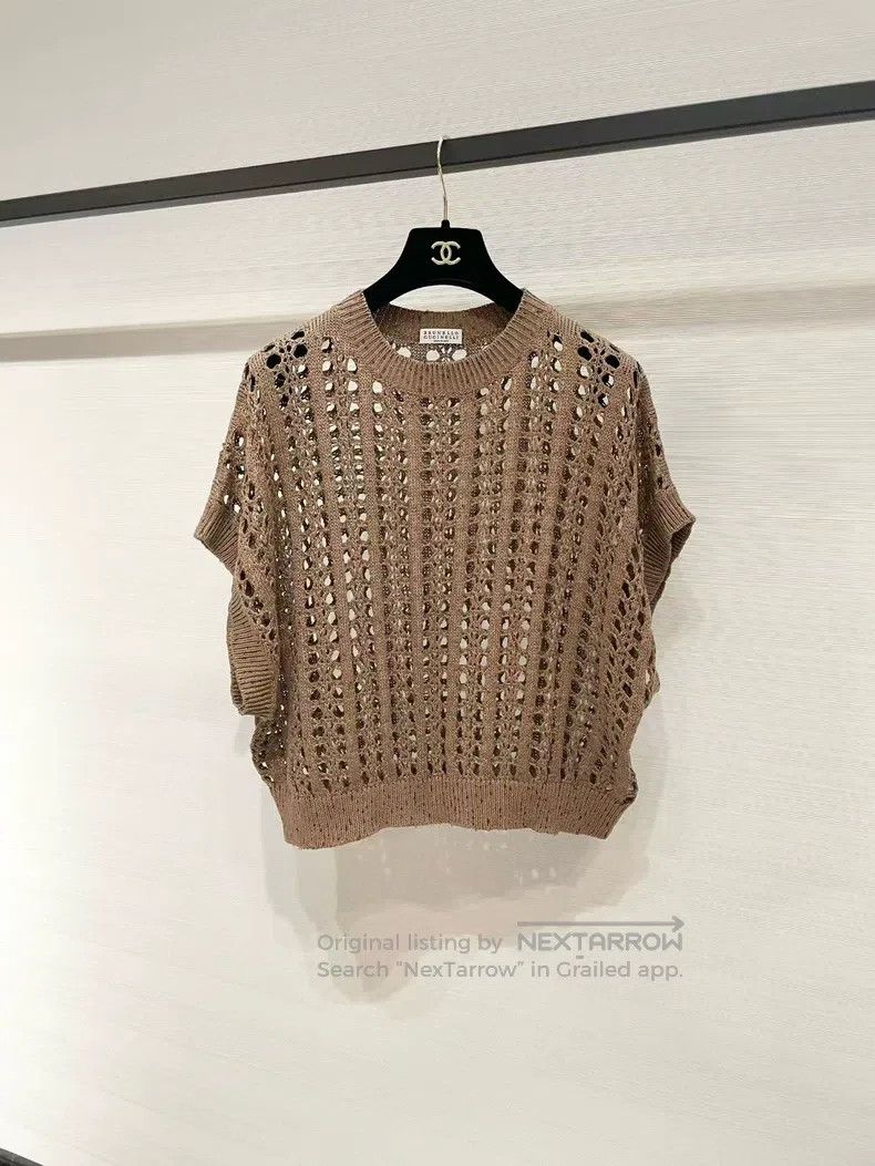 Brunello Cucinelli Brunello Cucinelli Lace-up sequined knitted vest, batwing Size M / US 6-8 / IT 42-44 - 1 Thumbnail