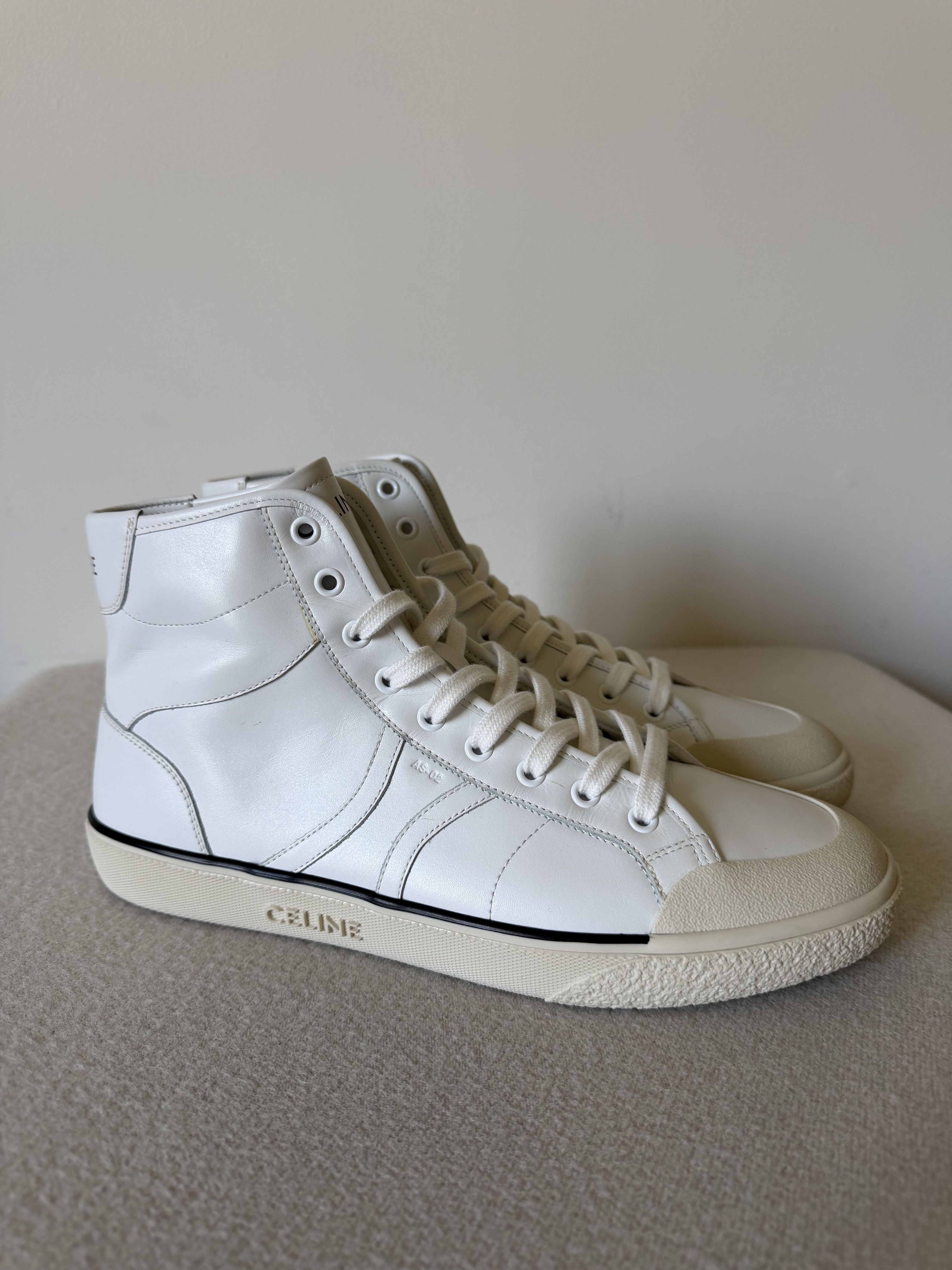 Celine Celine Alan AS-02 Mid Sneakers in White Calfskin Size US 9 / EU 42 - 1 Thumbnail