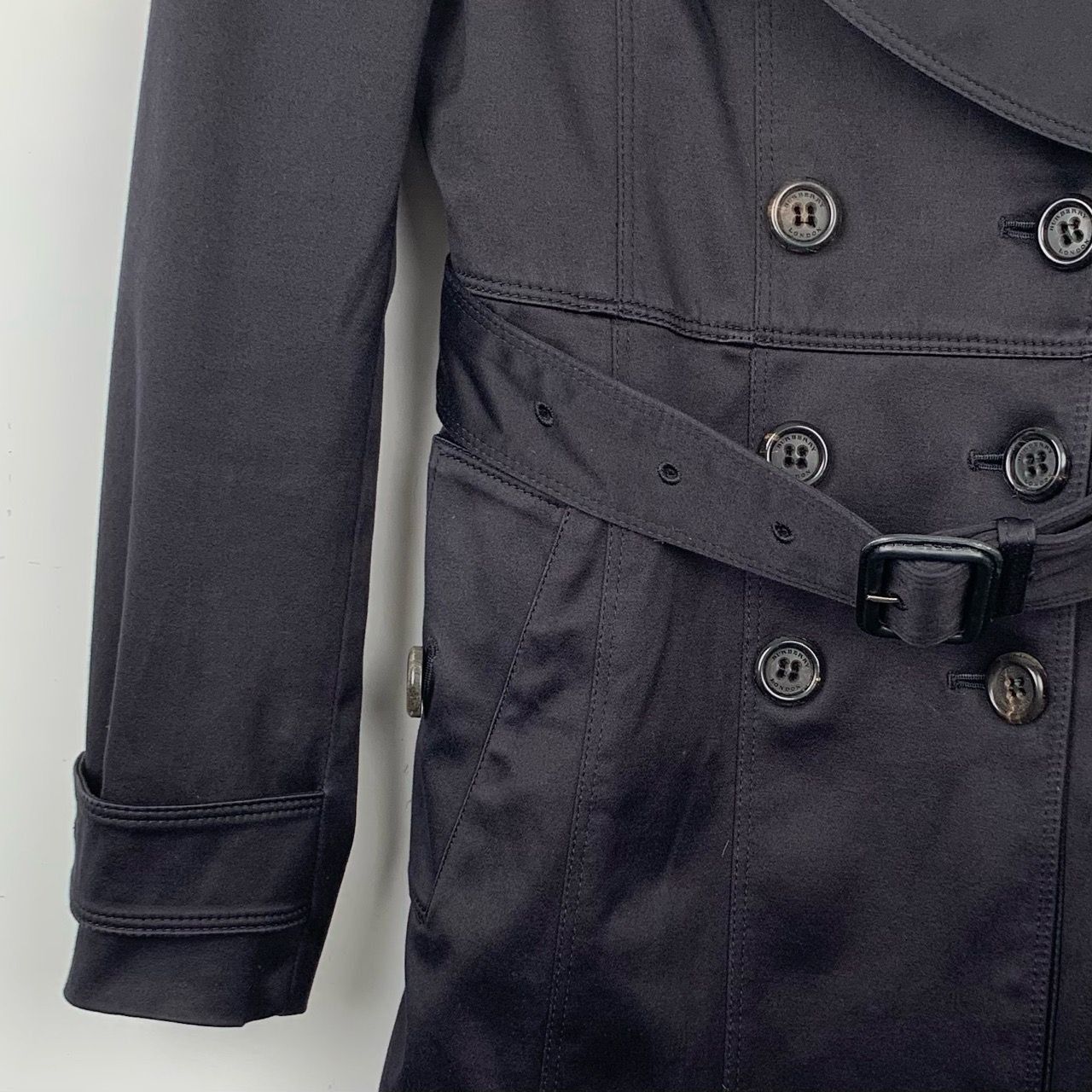 Burberry Burberry London Womens Black Double-Breasted Trench Coat Wit Size S / US 4 / IT 40 - 6 Thumbnail