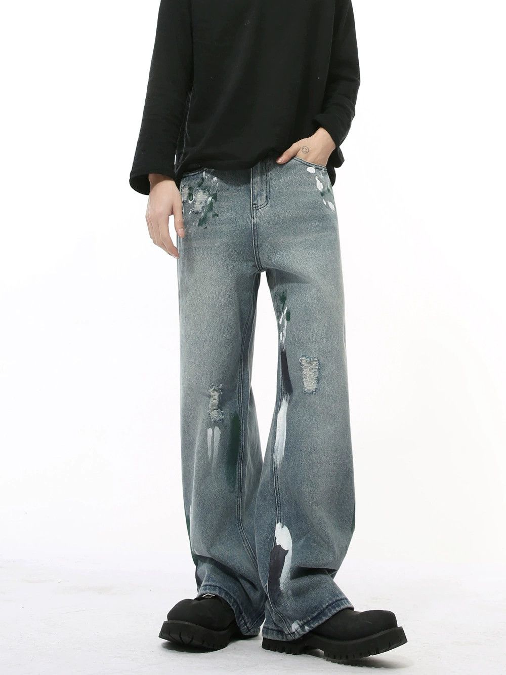 Jean Japanese heavy graffiti straight loose jeans Size US 32 / EU 48 - 4 Thumbnail