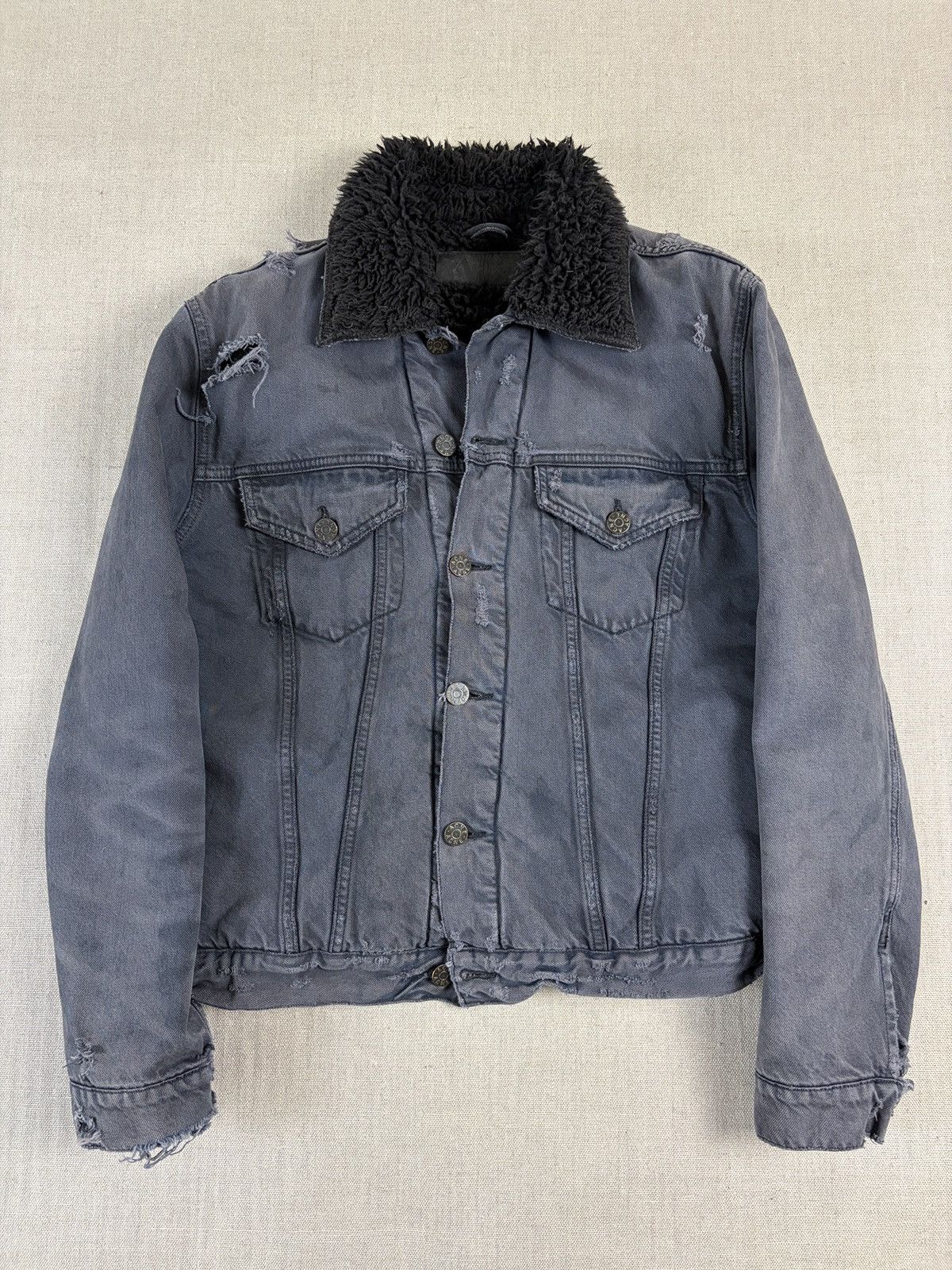 Acne Studios Acne Studios Jam Pile Broken Denim Jacket – Grey / black Size US M / EU 48-50 / 2 - 1 Thumbnail