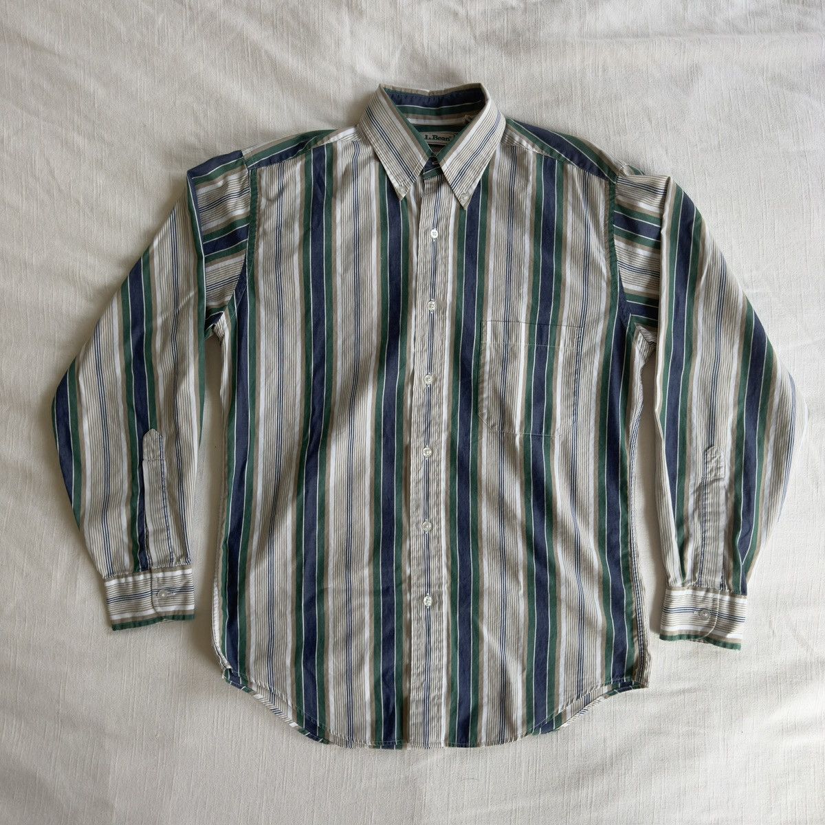 L.L. Bean × Vintage VINTAGE L.L. Bean striped button-up shirt, blue/green Size US S / EU 44-46 / 1 - 1 Thumbnail