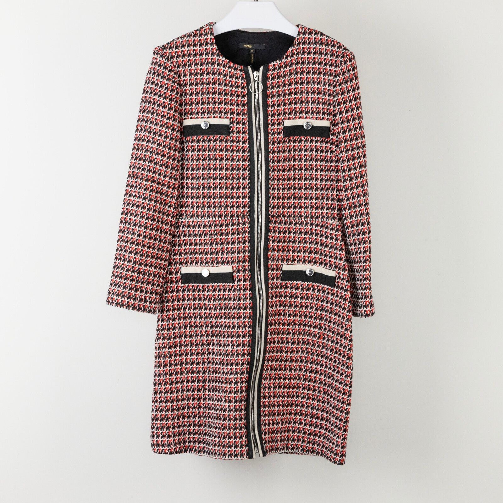 Maje Maje Women Romane Tweed Mini Dress Rouge Size 42/XL Size M / US 6-8 / IT 42-44 - 3 Thumbnail
