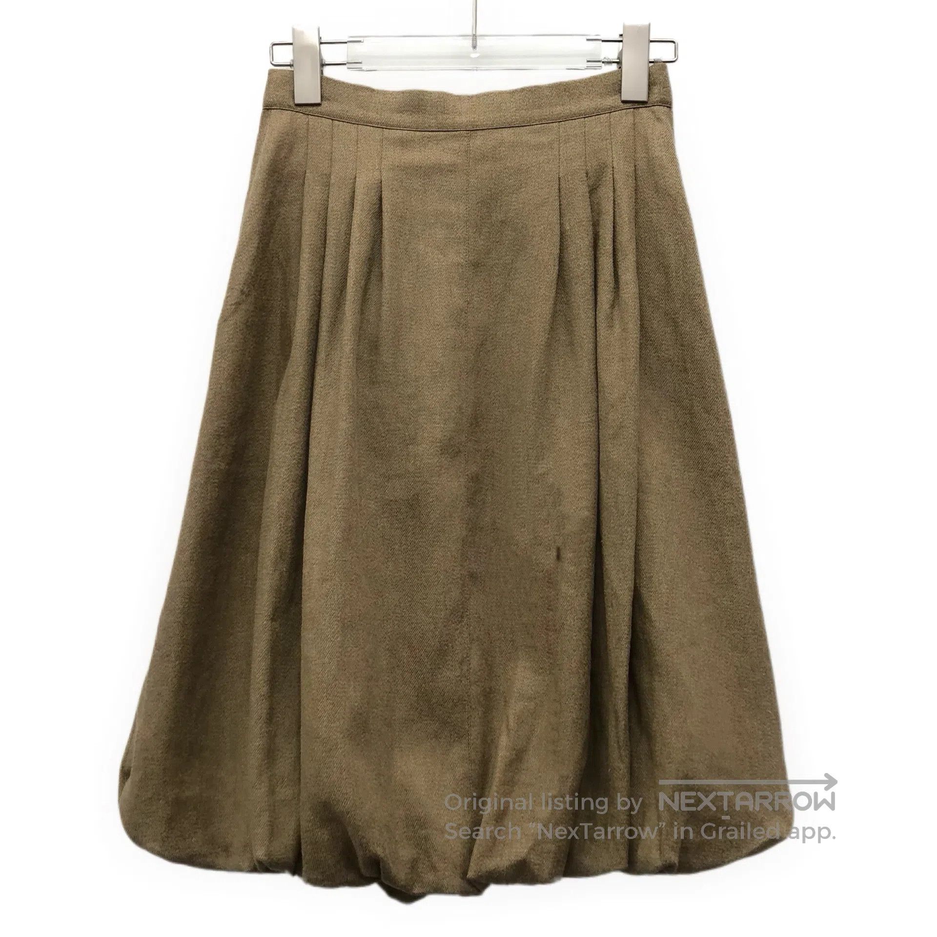 Burberry Burberry Deep Brown Flax Pleated Knee-Length Skirt| Size 35" - 2 Thumbnail