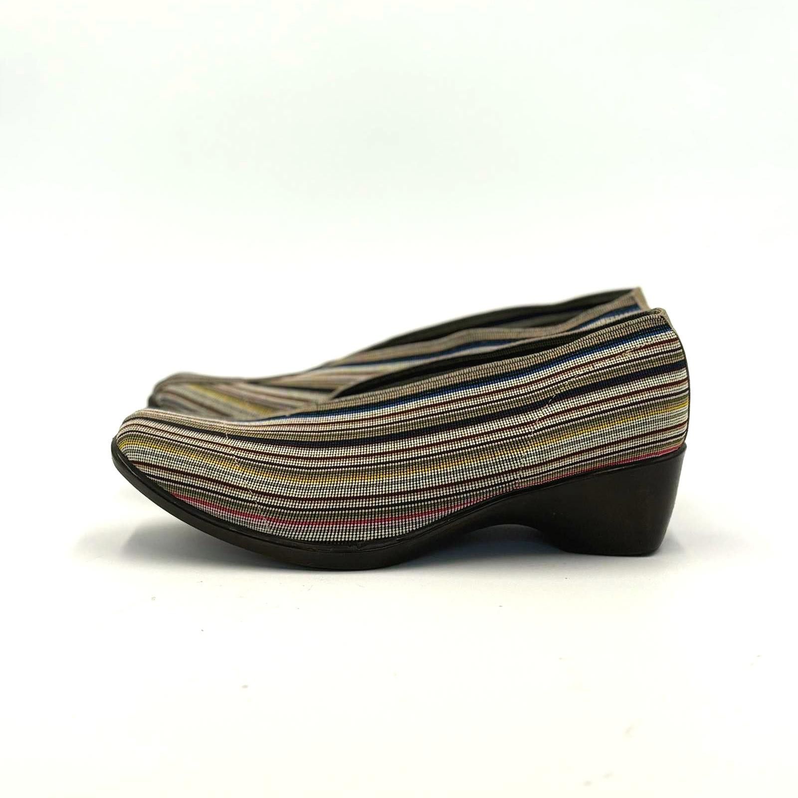 Designer San Miguel Multicolor Striped Square Toe Wedge Heel Sz 10 Size US 10 / IT 40 - 2 Thumbnail