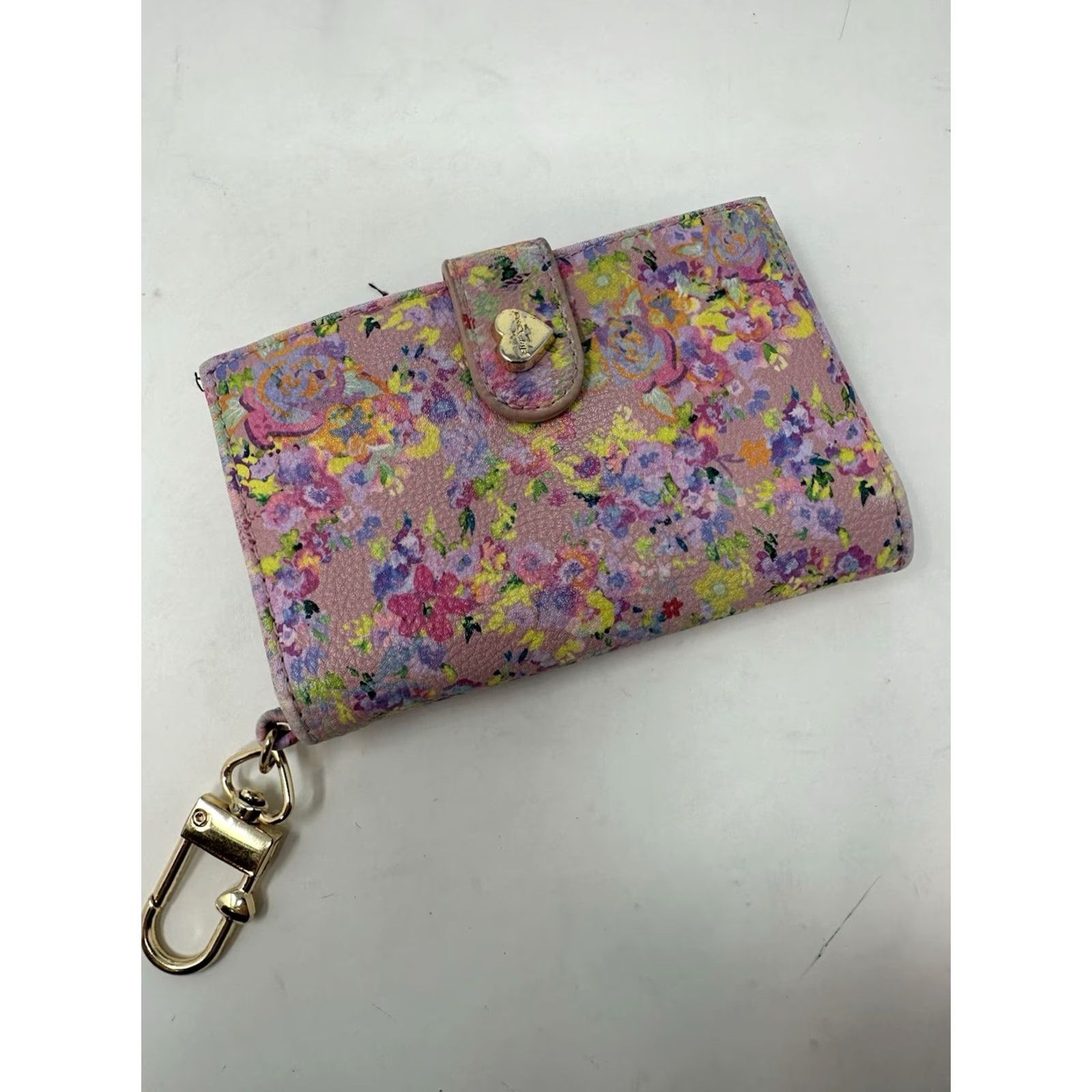Betsey Johnson Betsey Johnson Wallet Pink Floral Card Holder ID Window Heart Magnetic Clutch Mini Wristlet Women Size ONE SIZE - 2 Thumbnail