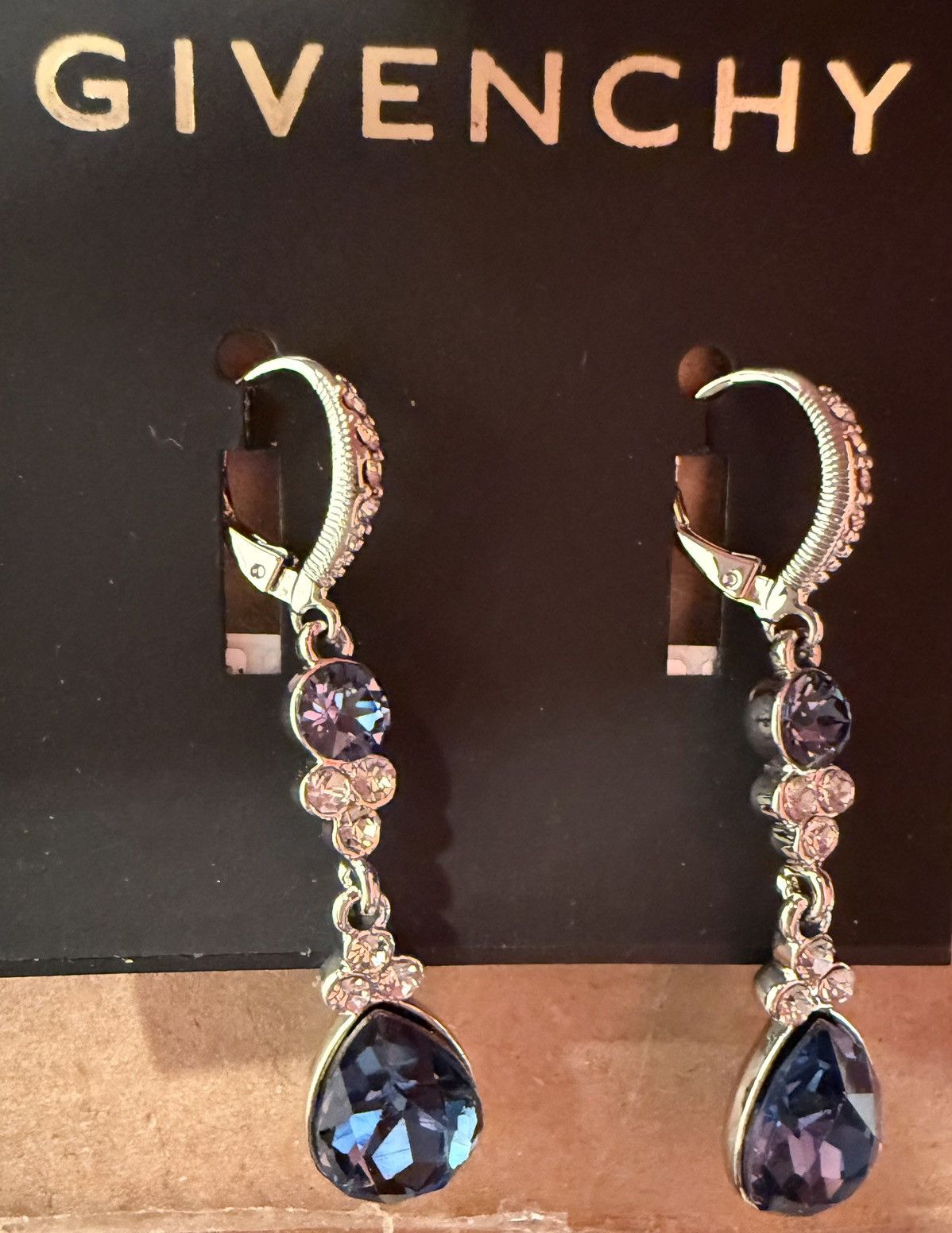 Givenchy Givenchy double-drop Crystal earrings, Rhodium Blue/Silver.. Size ONE SIZE - 7 Thumbnail
