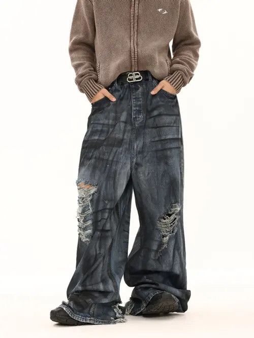 VIBE Baggy Distressed Denim Jeans Size US 30 / EU 46 - 7 Thumbnail