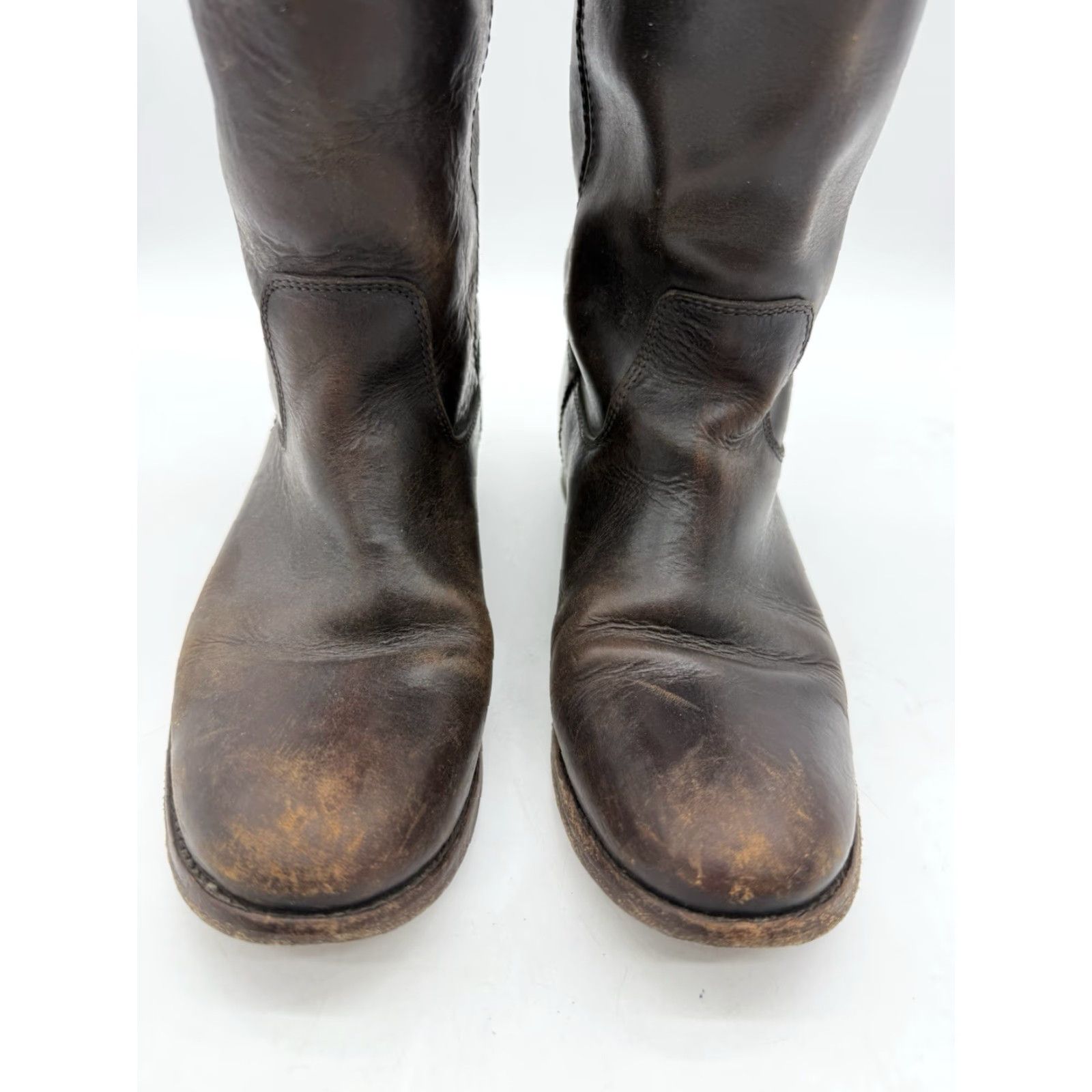 Frye Frye Melissa Riding Boot 7B Distressed Brown Leather Button Pull On Equestrian Womens Boots Size US 7 / IT 37 - 4 Thumbnail