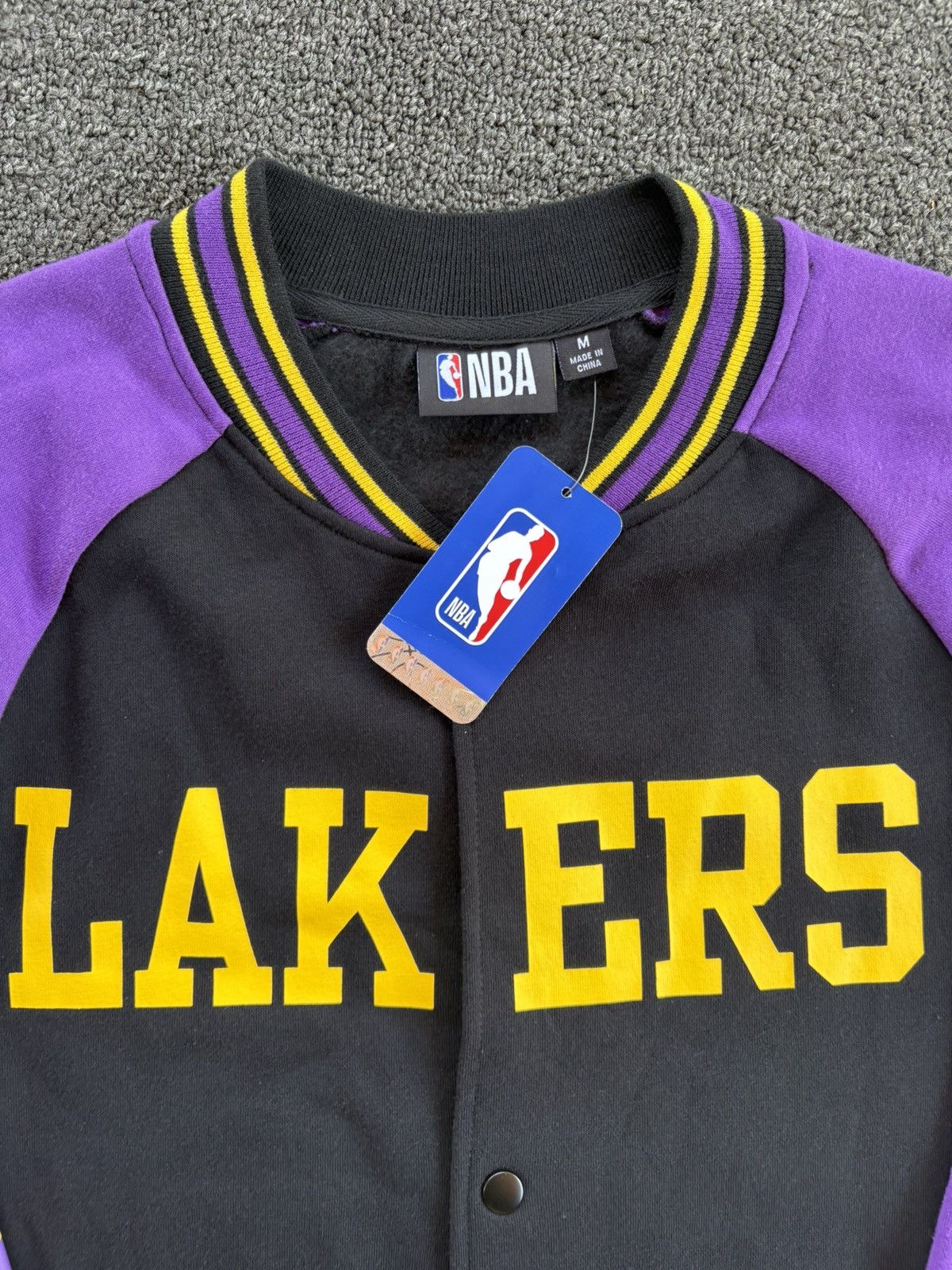 Primark LA Lakers Jacket Men's Medium Varsity Sport Snap Buttons Size US M / EU 48-50 / 2 - 2 Thumbnail