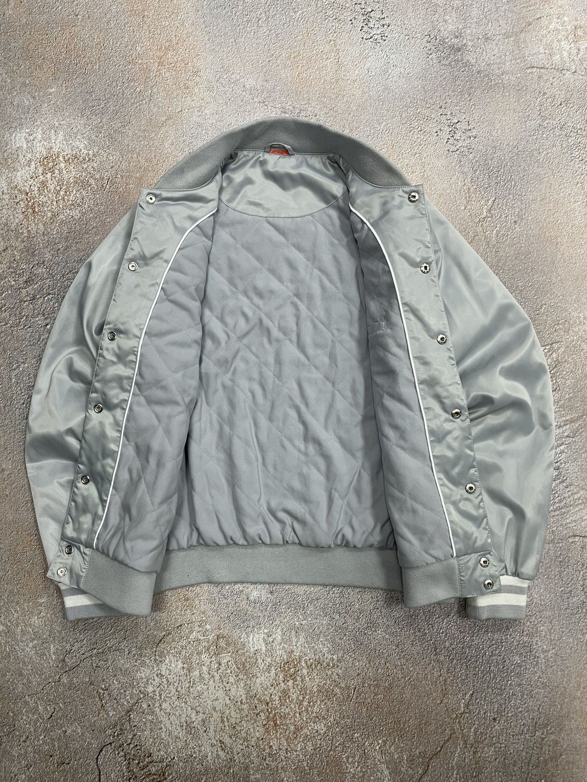 Nike Vintage Nike Athletic Big Logo Satin Bomber Jacket Size US S / EU 44-46 / 1 - 6 Thumbnail