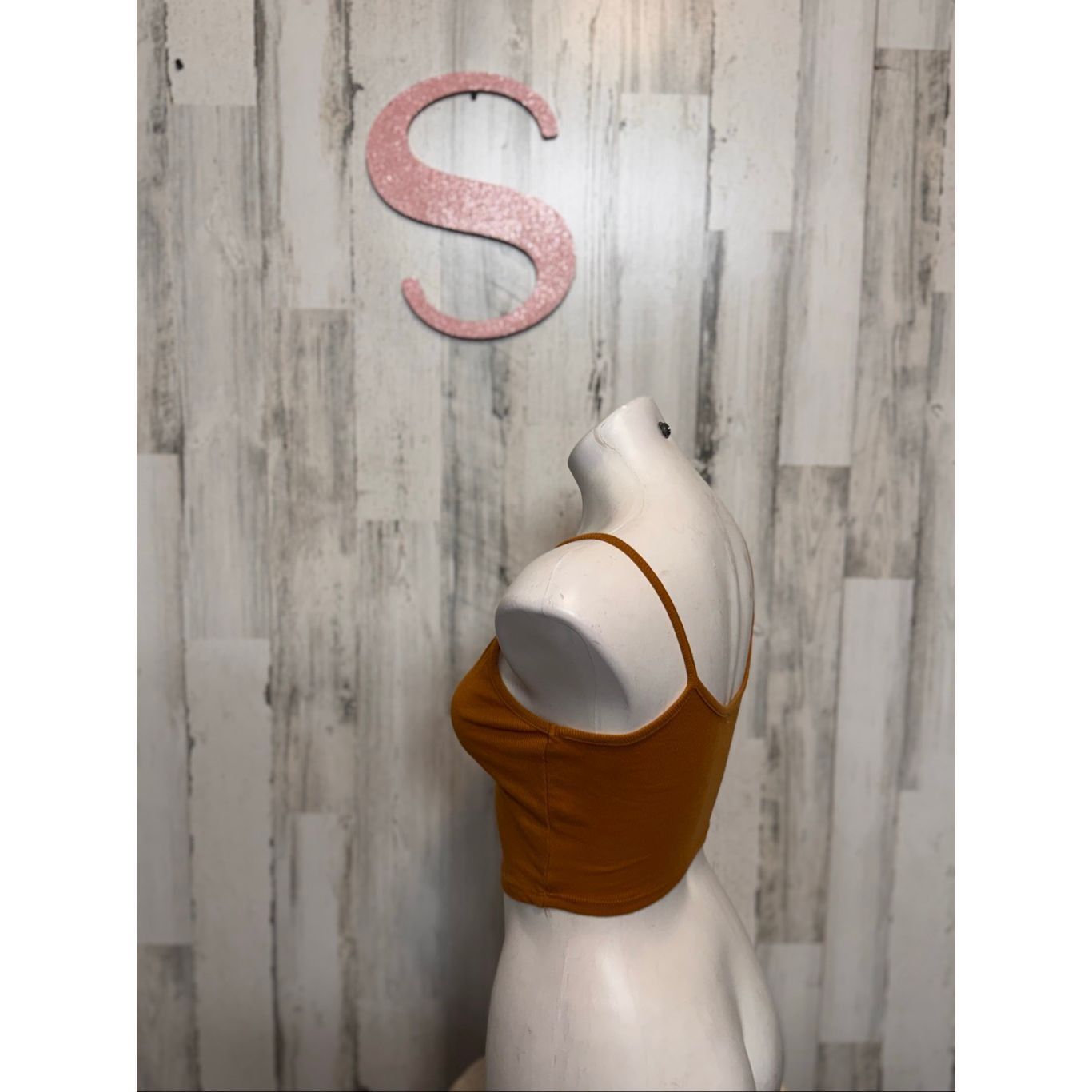 Other Bozzolo Mustard Ribbed Spaghetti Strap Crop Top Women’s Smal Size S / US 4 / IT 40 - 2 Thumbnail