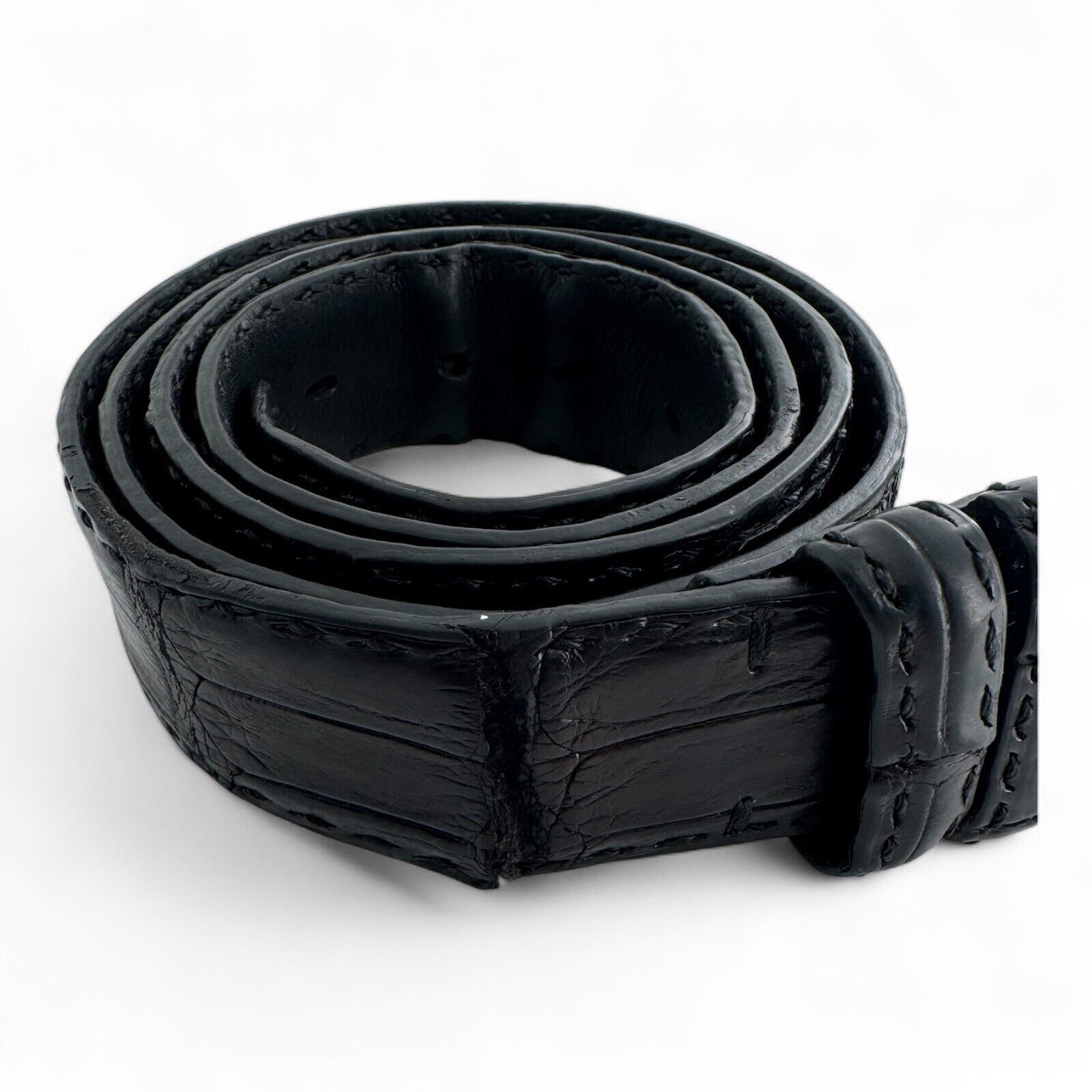 Kiton Kiton Napoli Black Leather Crocodile Belt Men's sz 46 $1900 Size 46 - 2 Thumbnail