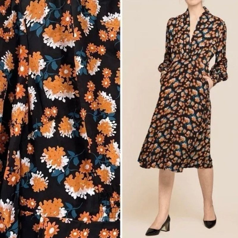 Other ByTimo Vintage Drape V Neck Dress Poppyfield Floral Black XS Size XS / US 0-2 / IT 36-38 - 1 Thumbnail