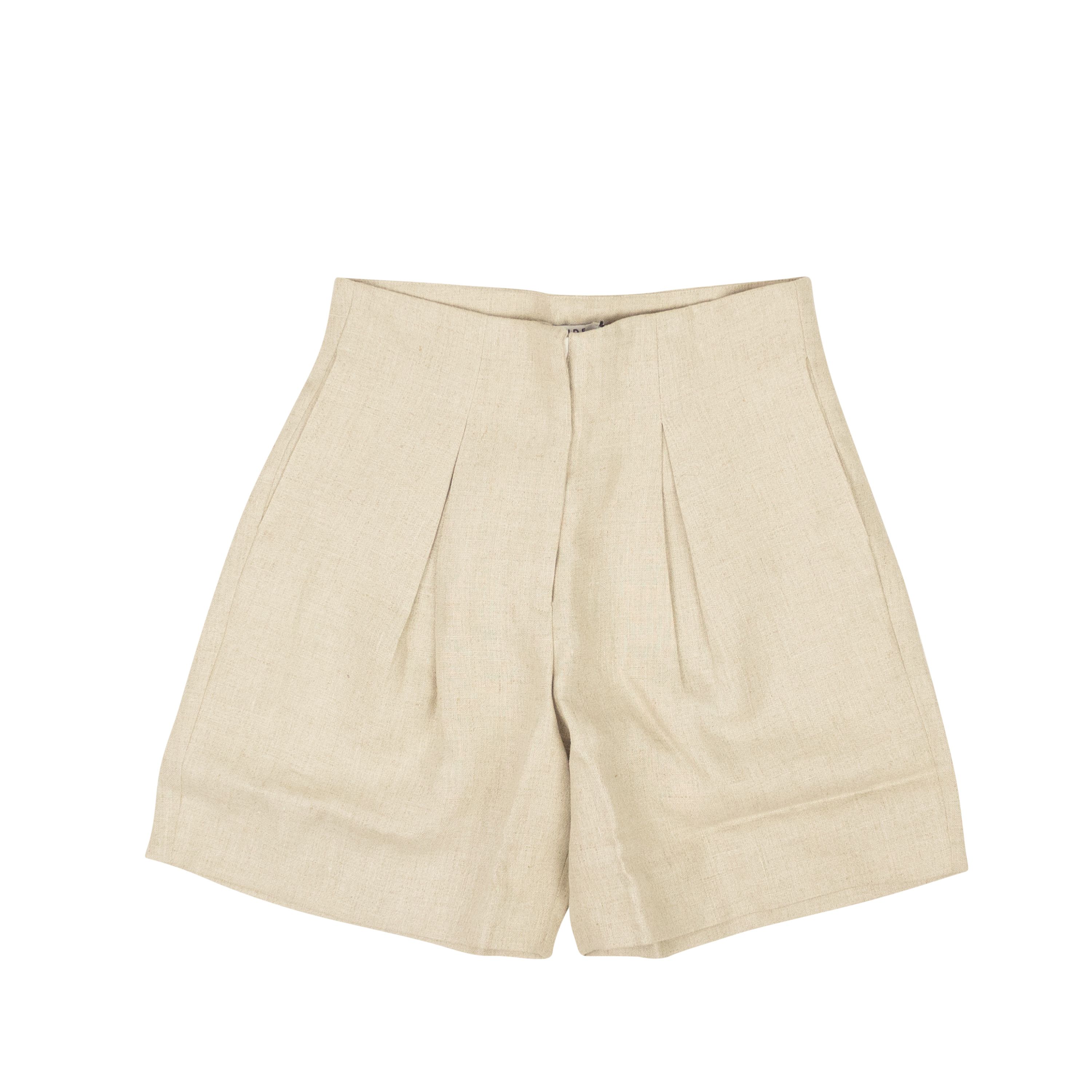 image of Rhude Natural Brown Linen Pleated Shorts Size M, Women's