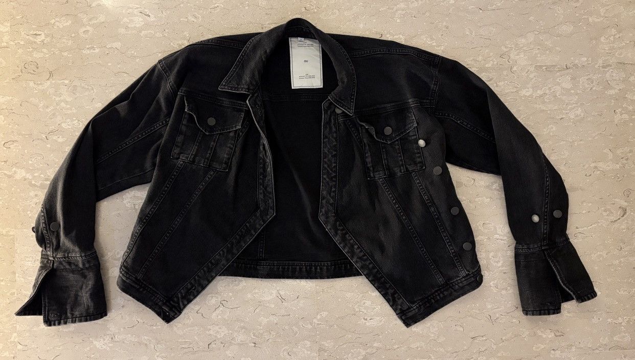 GU GU x rokh Assymetrical Denim Jacket Biker Cropped Size S / US 4 / IT 40 - 2 Thumbnail