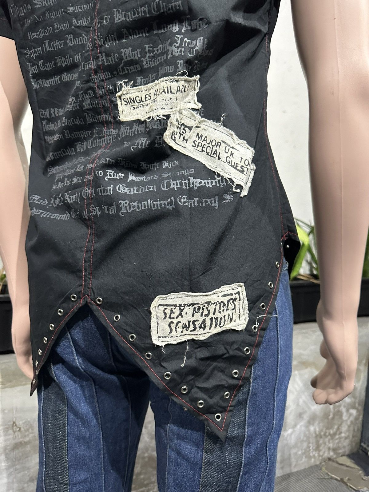Japanese Brand Punk Asymmetrical Studded eyelets Shirt by Keystation Size US S / EU 44-46 / 1 - 14 Thumbnail
