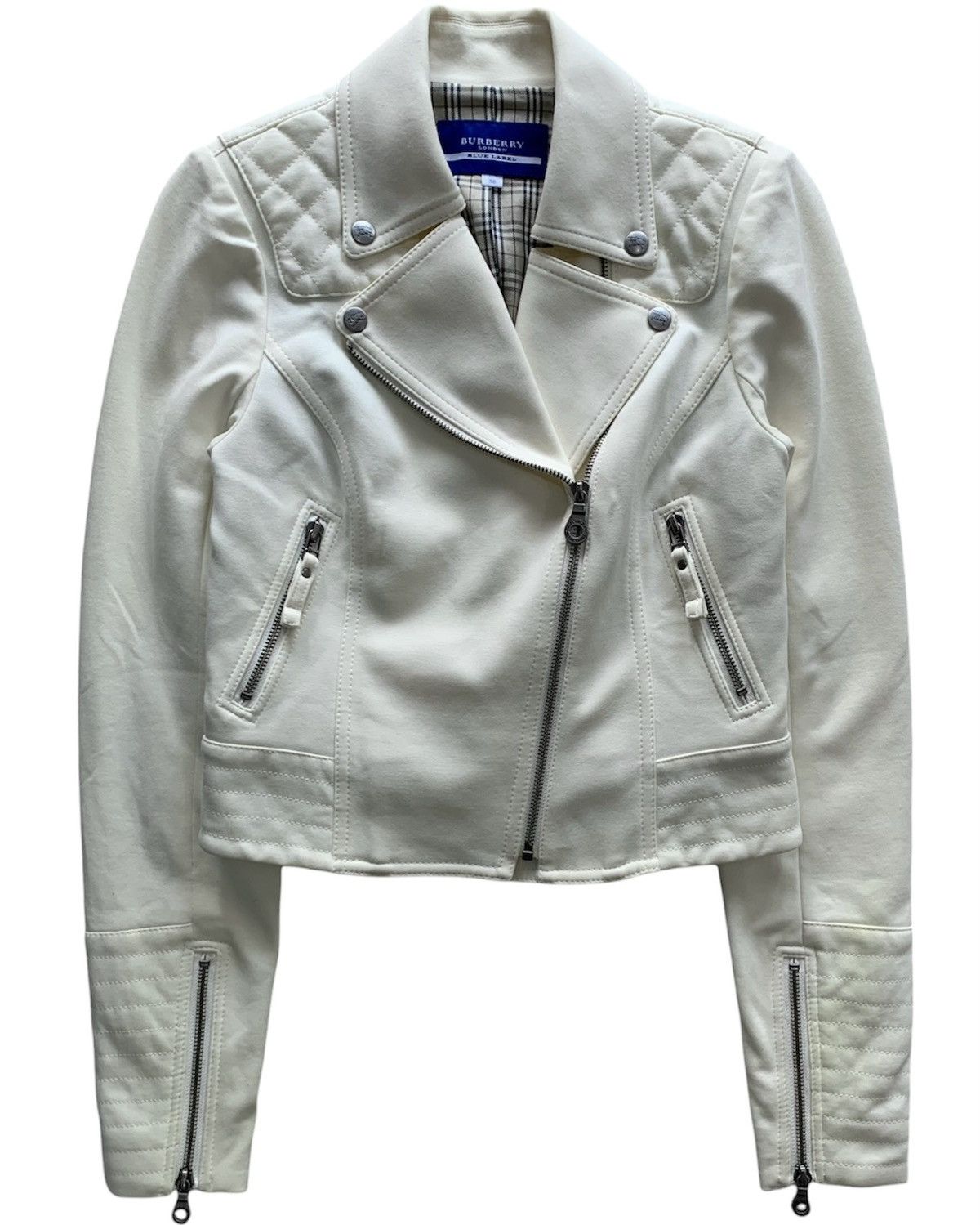 Image of Burberry - Blue Label Wool Biker Jacket in White, Women's (Size XS)