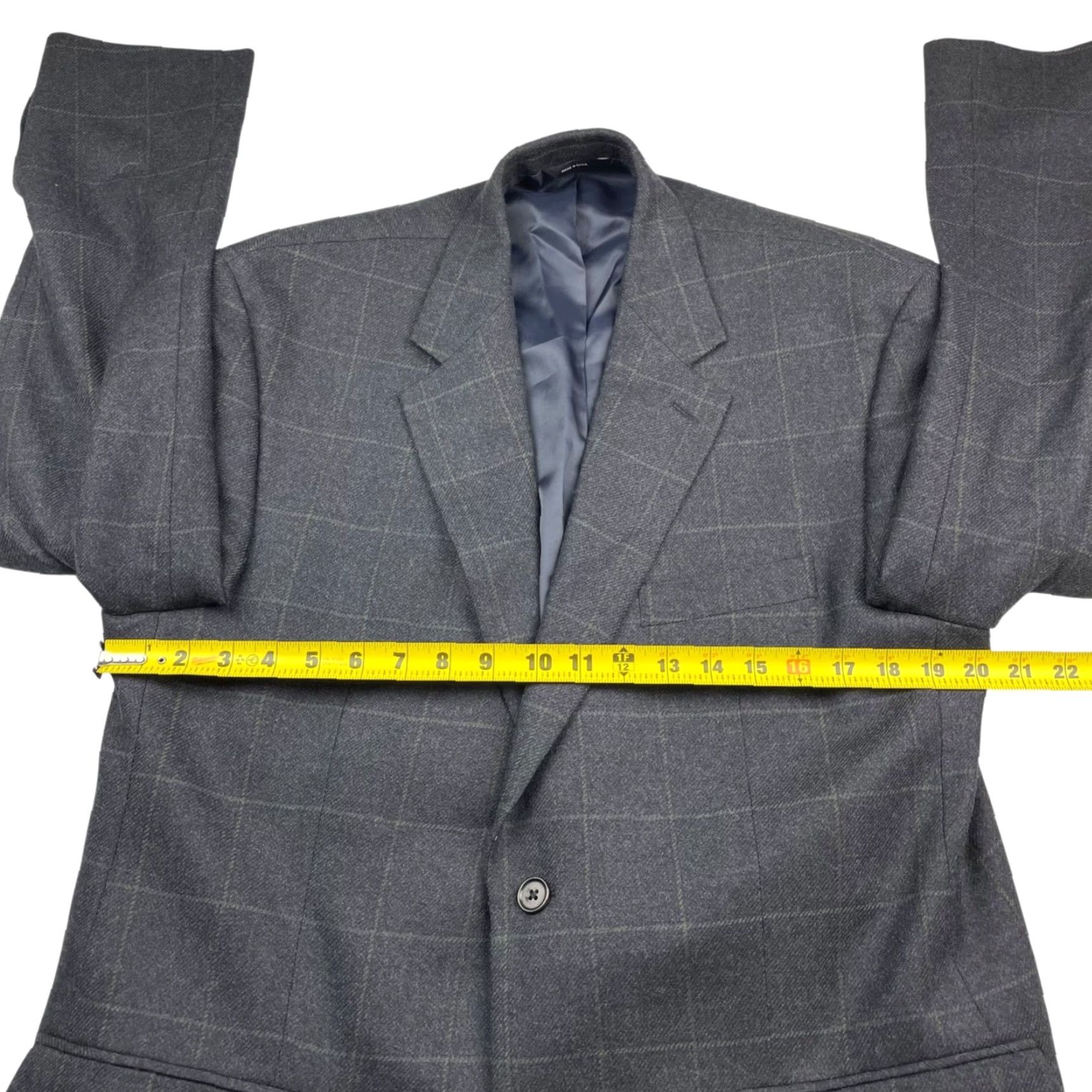 Canon Alex Cannon Men's Blazer 100% Wool 2-Button Navy/Green Windowpane Plaid Large Size 42R - 7 Thumbnail