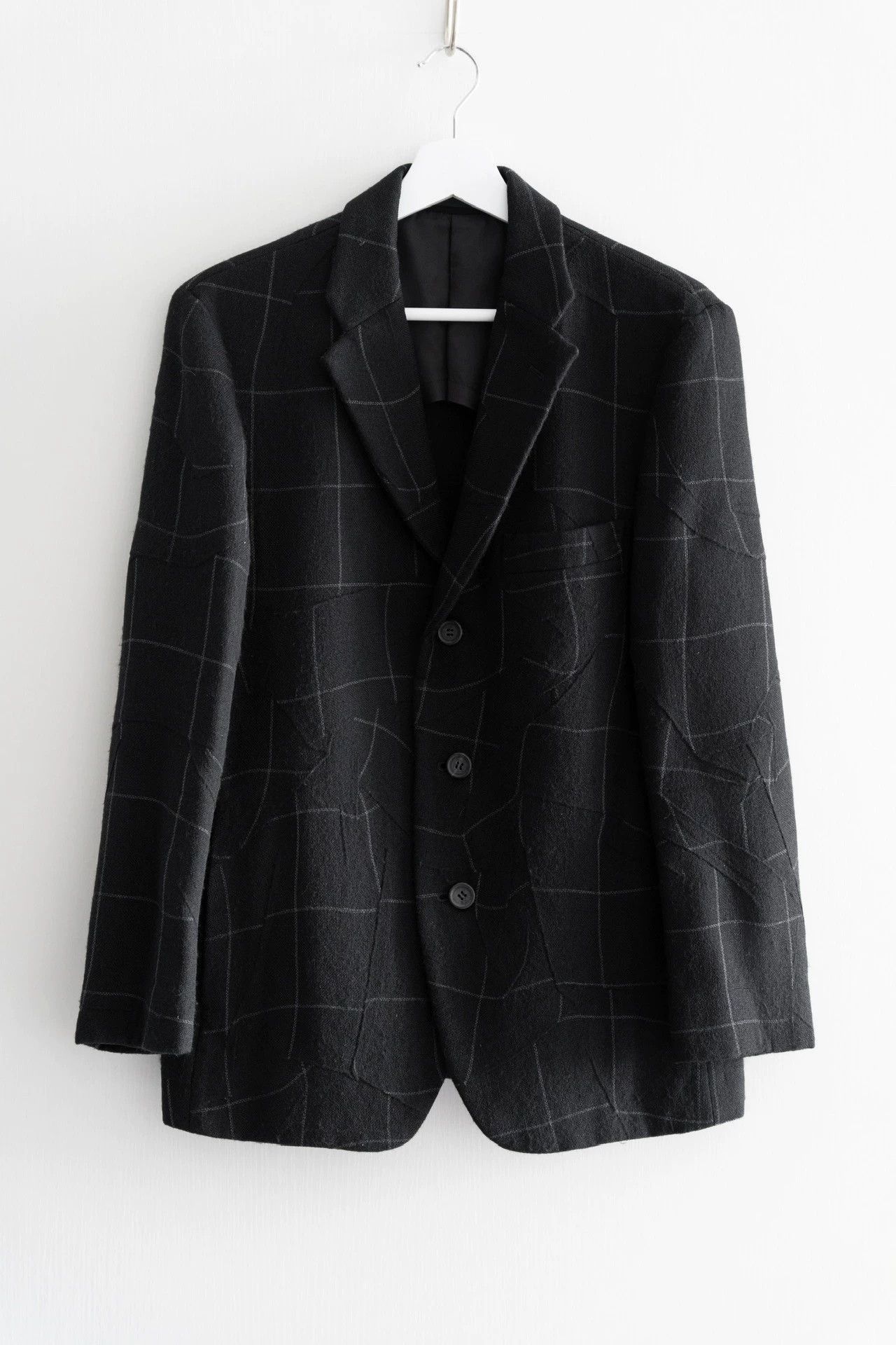 Issey Miyake Black Grid Pattern Blazer - Size S Size US S / EU 44-46 / 1 - 1 Thumbnail