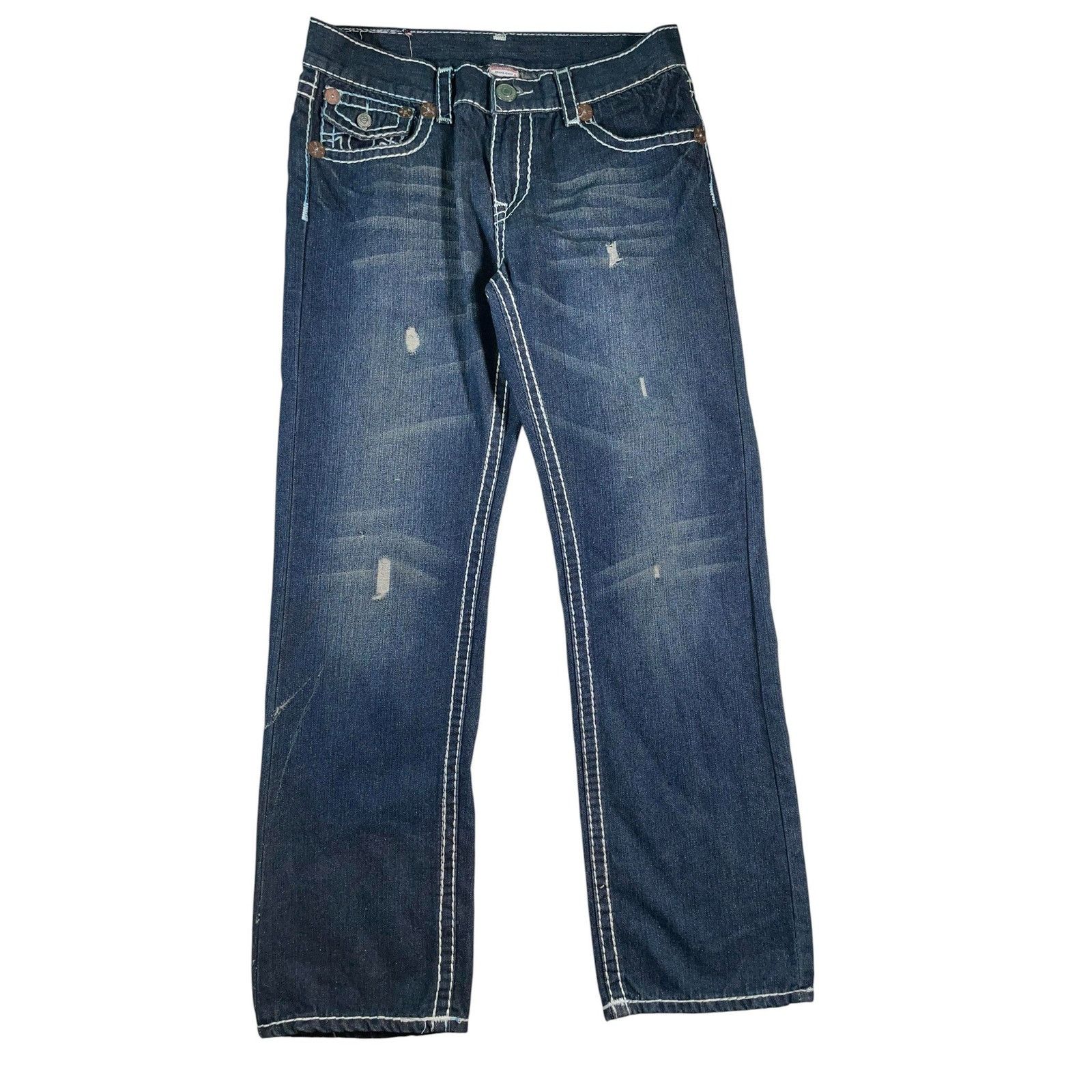 True Religion True Religon Dark Wash Distressed Jeans Size US 36 / EU 52 - 2 Thumbnail