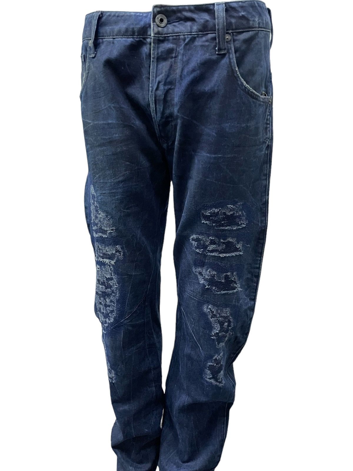 G-Star × Hysteric Glamour G Star Raw Engineered Curved Leg Crash Distressed Jeans Size US 30 / EU 46 - 4 Thumbnail
