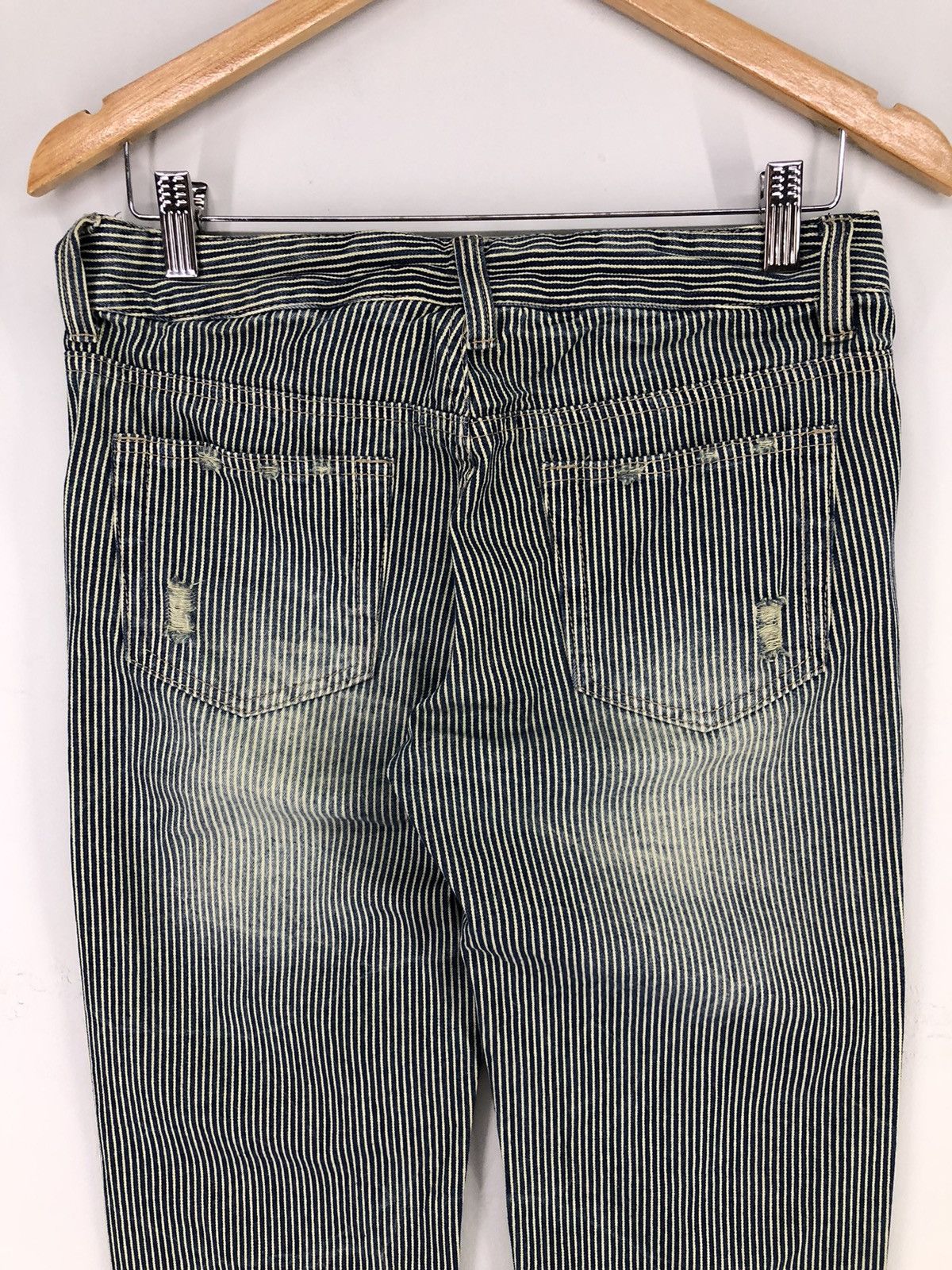 Japanese Brand Vintage Japanese Wave List Distressed Hickory Stripe Jeans Size US 29 - 13 Thumbnail