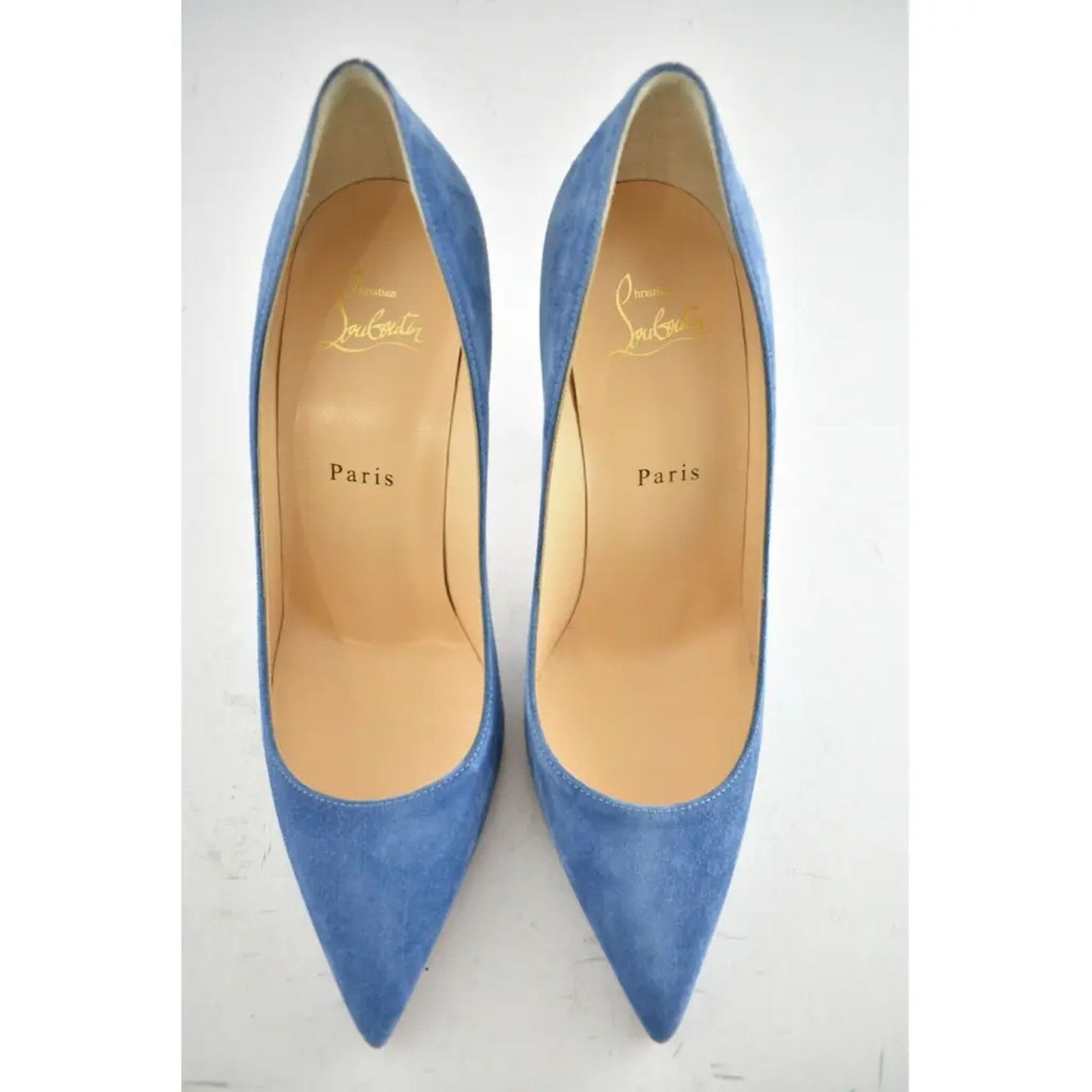 Christian Louboutin Kate 100 LAC Blue Suede Pointed Toe Classic Heel Pump 38.5 Size US 8.5 / IT 38.5 - 7 Thumbnail