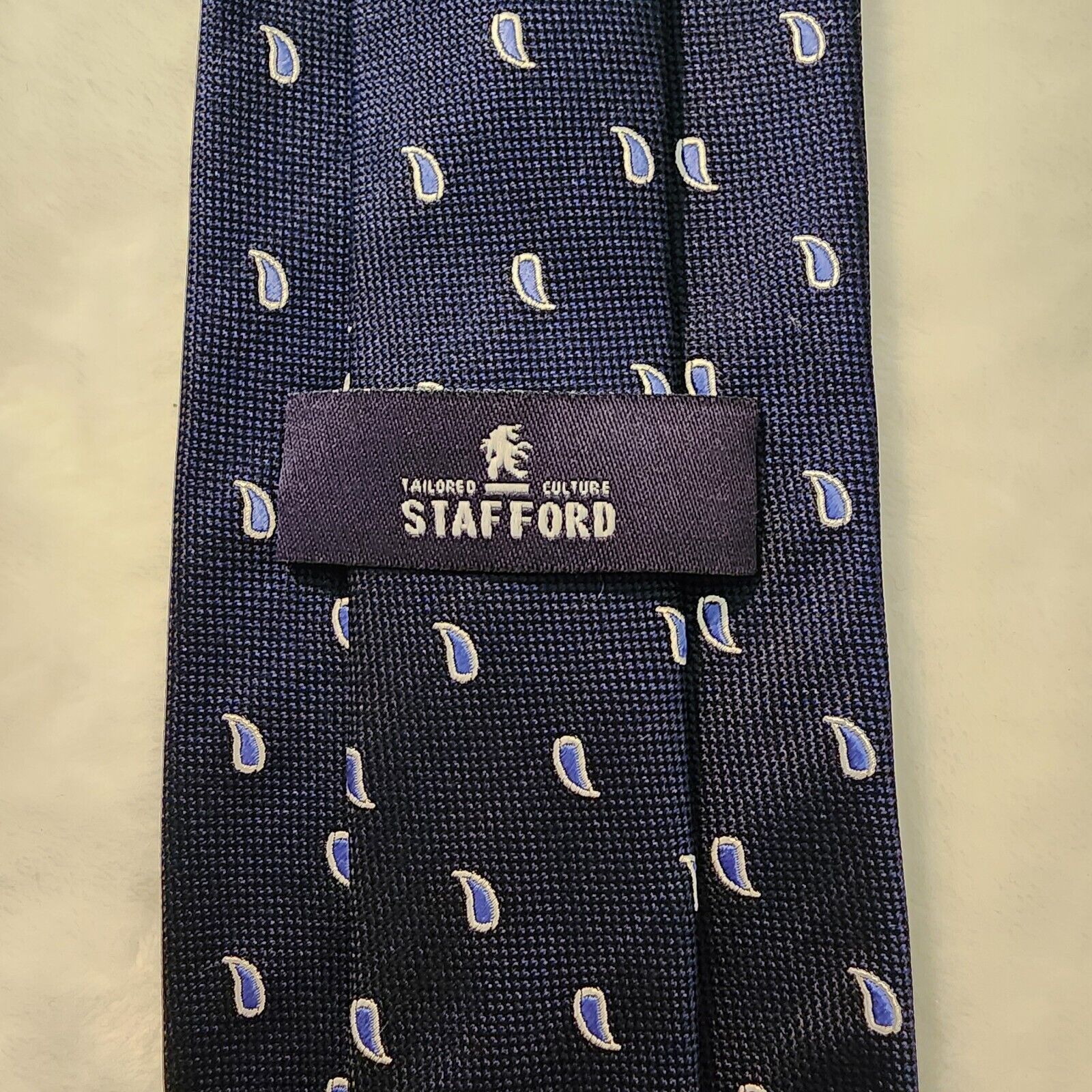 Stafford STAFFORD Silk Necktie Designer PAISLEY Blue Tie Classic Size ONE SIZE - 6 Thumbnail