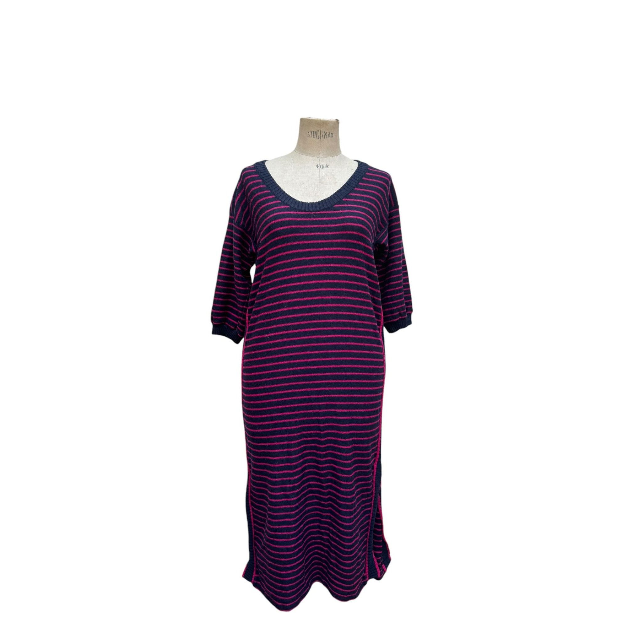 Yves Saint Laurent Navy Red Wool Striped Dress Size M / US 6-8 / IT 42-44 - 1 Thumbnail