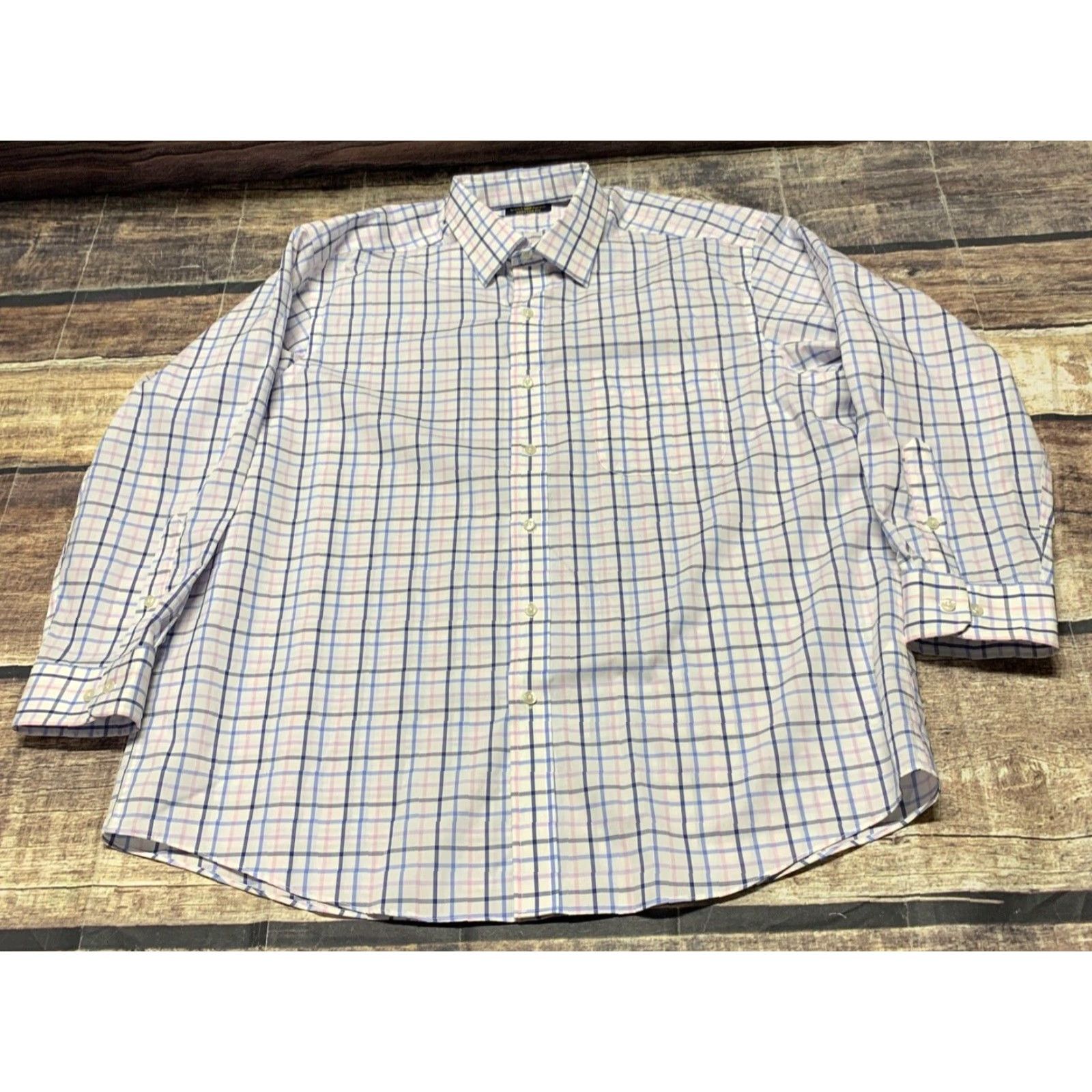 Club Room Club Room Shirt Men XL White Blue Plaid Button-Front Casual Size US XL / EU 56 / 4 - 2 Thumbnail