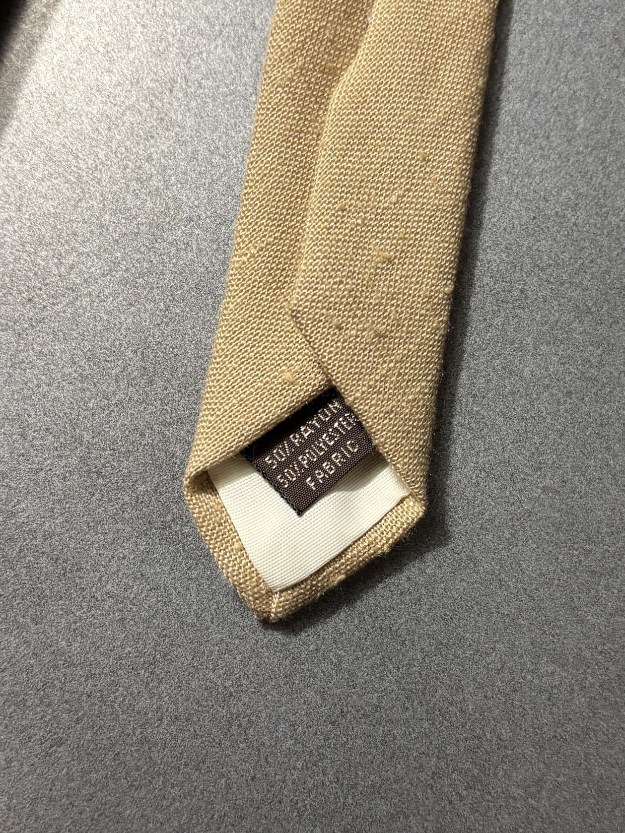 Vintage Brown Vintage Tie Plain Textured Rough Rayon Polyester Size ONE SIZE - 6 Thumbnail