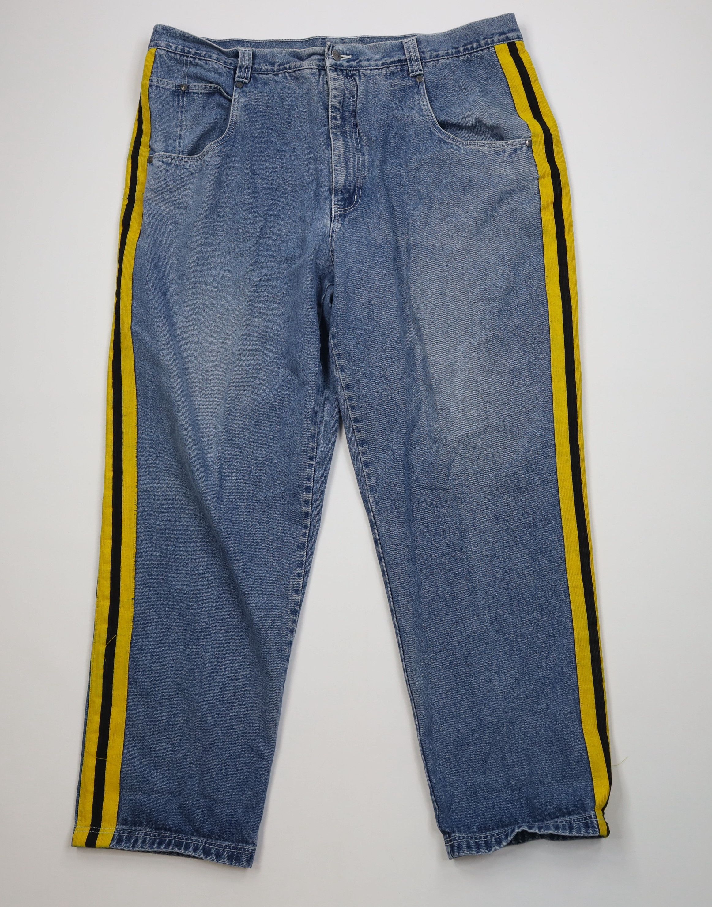 Vintage Vintage 90s Y2K Streetwear Striped Wide Leg Skateboard Jeans Size US 44 / EU 60 - 1 Thumbnail