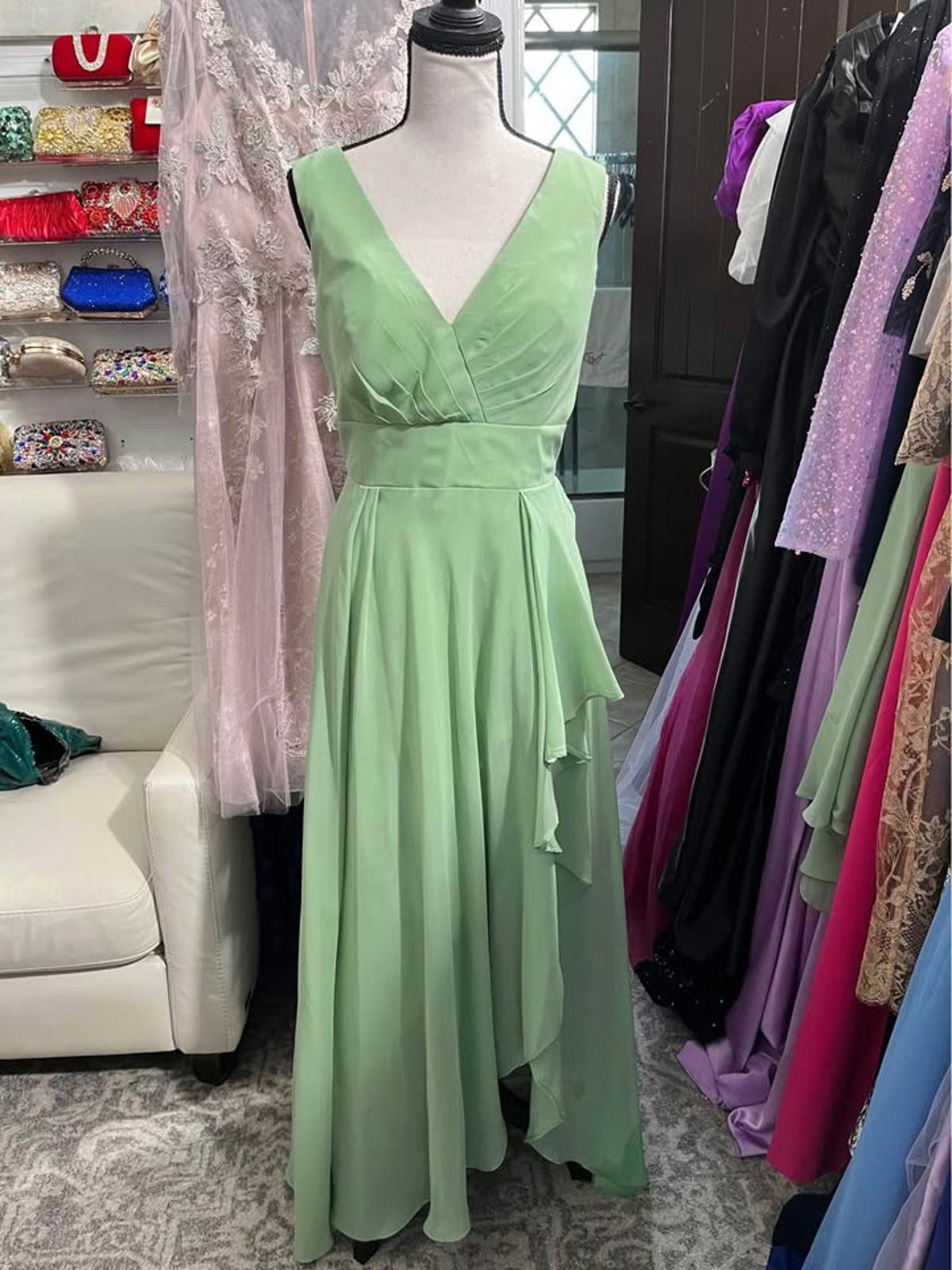 Other Seafoam green chiffon gown with corset back Size M / US 6-8 / IT 42-44 - 1 Thumbnail